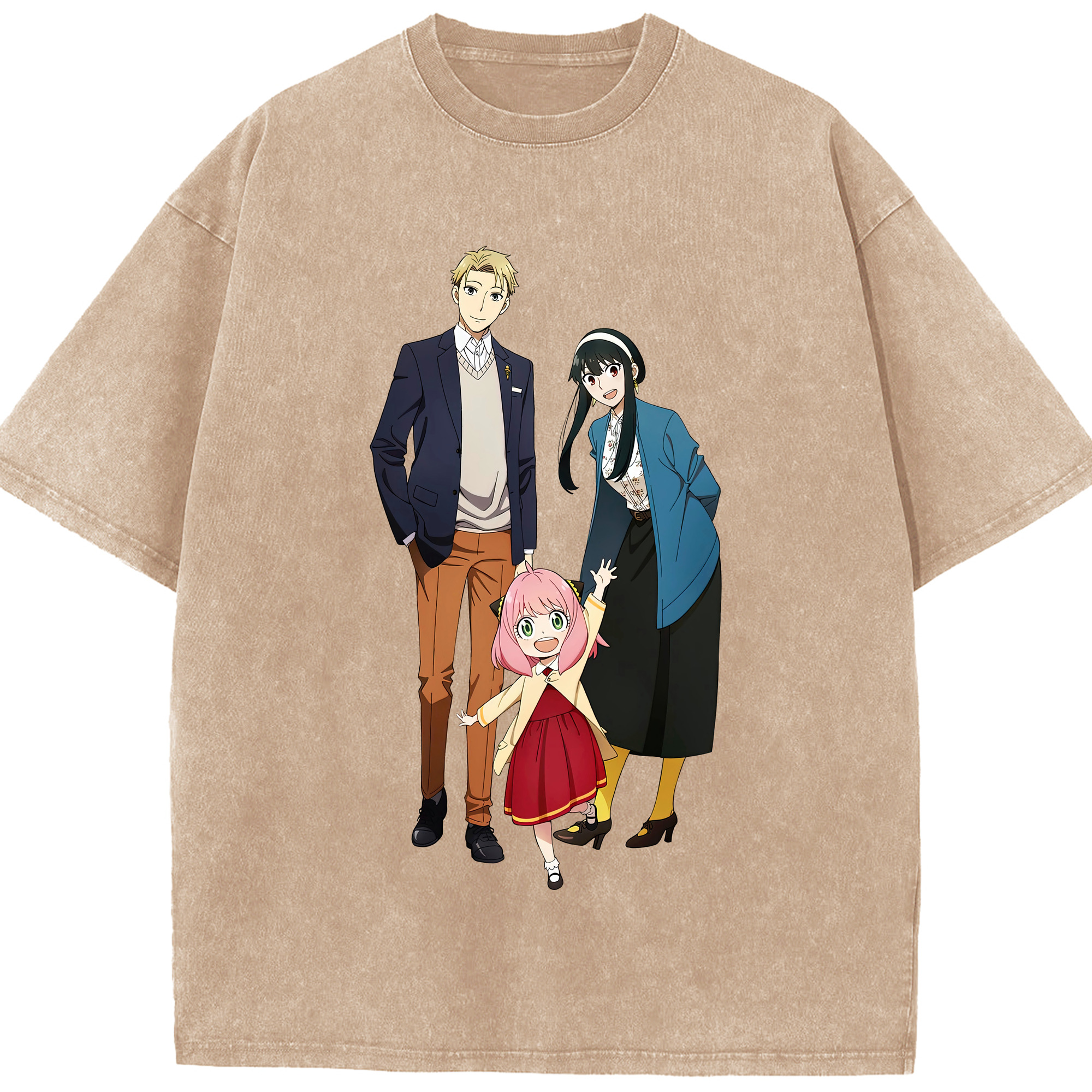 （画像用） SPY×FAMILY间谍家家酒 綿100% ヴィンテージ風 半袖Tシャツ（フロントプリント）