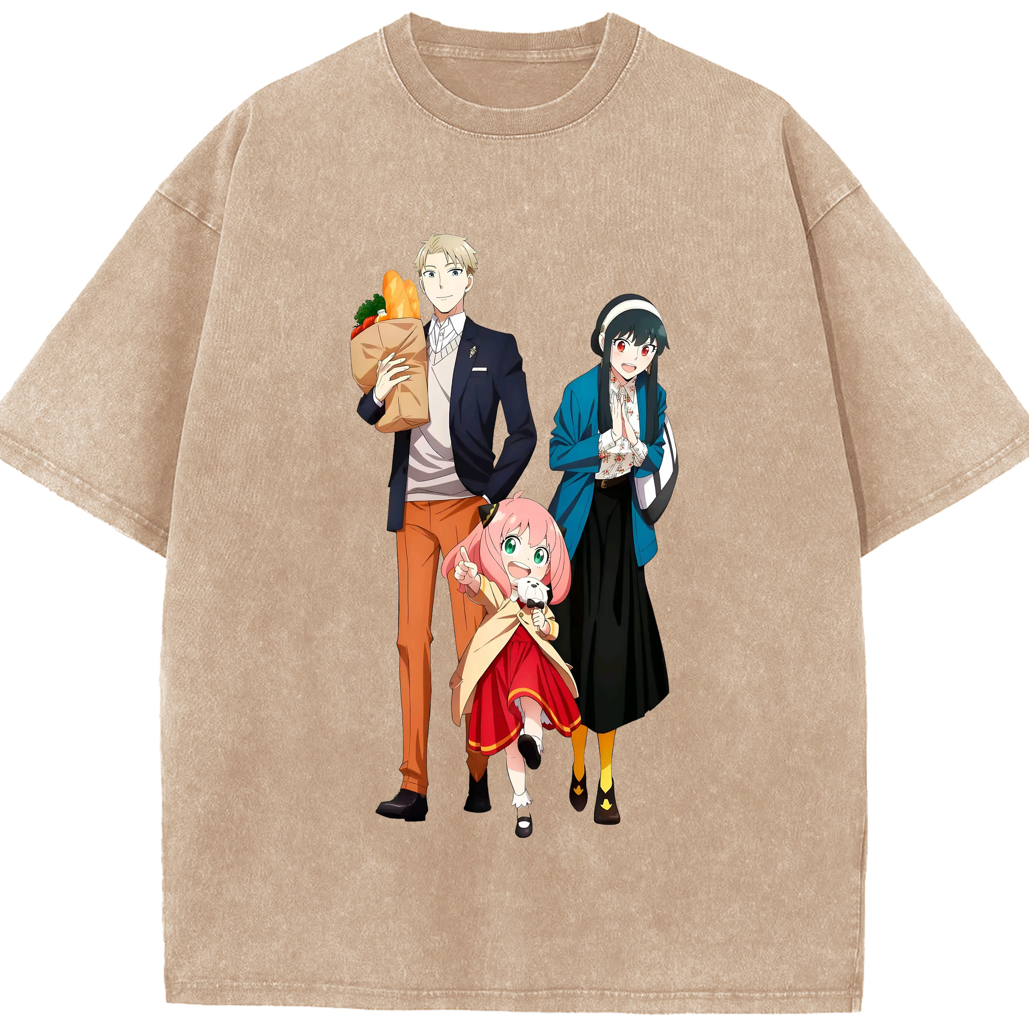 （画像用） SPY×FAMILY间谍家家酒 綿100% ヴィンテージ風 半袖Tシャツ（フロントプリント）