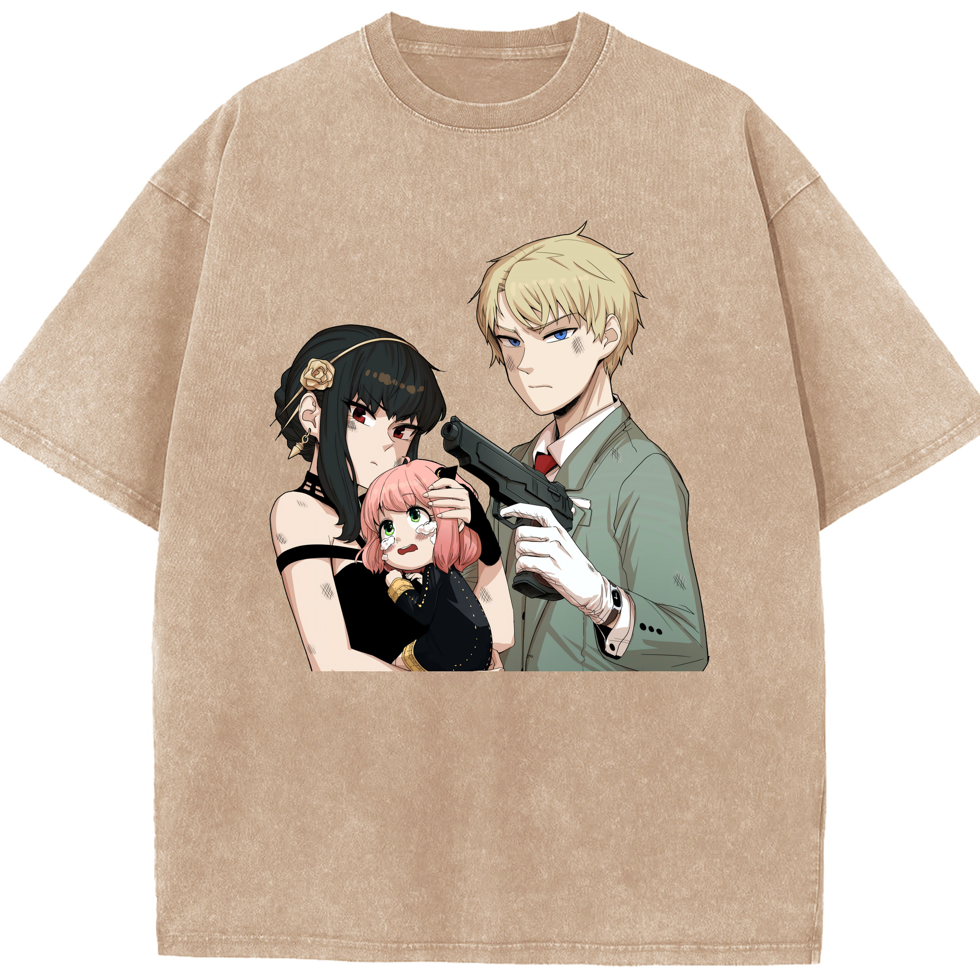 （画像用） SPY×FAMILY间谍家家酒 綿100% ヴィンテージ風 半袖Tシャツ（フロントプリント）
