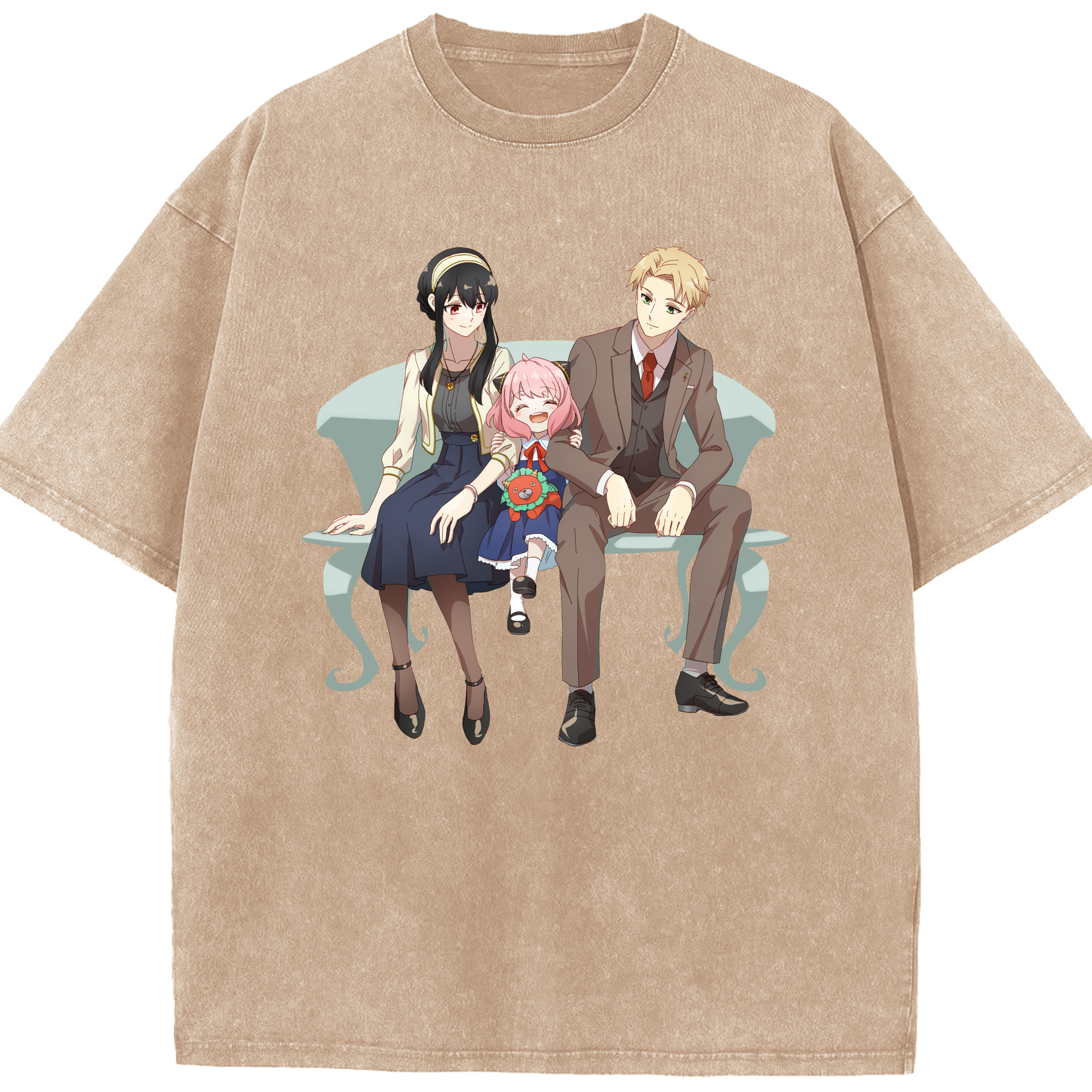 （画像用） SPY×FAMILY间谍家家酒 綿100% ヴィンテージ風 半袖Tシャツ（フロントプリント）