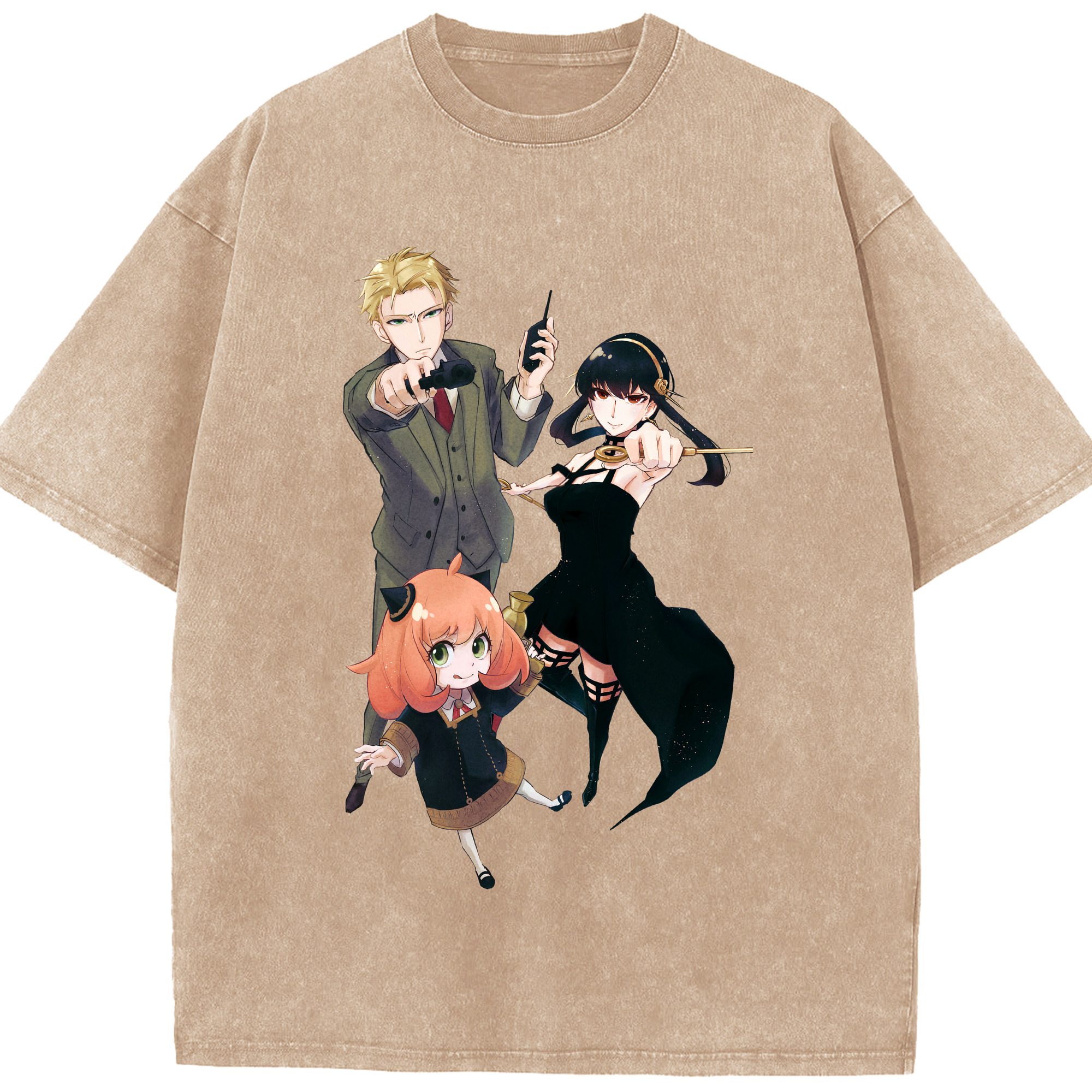 （画像用） SPY×FAMILY间谍家家酒 綿100% ヴィンテージ風 半袖Tシャツ（フロントプリント）