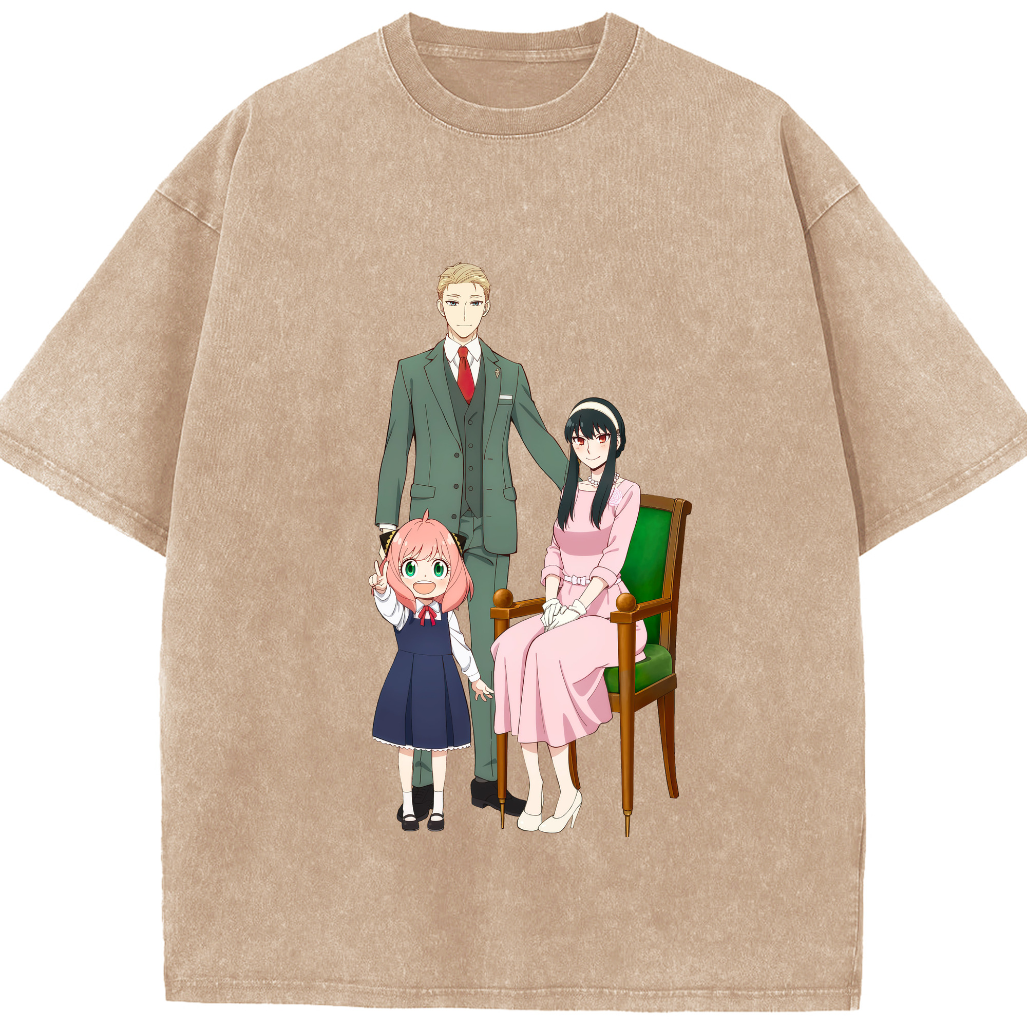 （画像用） SPY×FAMILY间谍家家酒 綿100% ヴィンテージ風 半袖Tシャツ（フロントプリント）