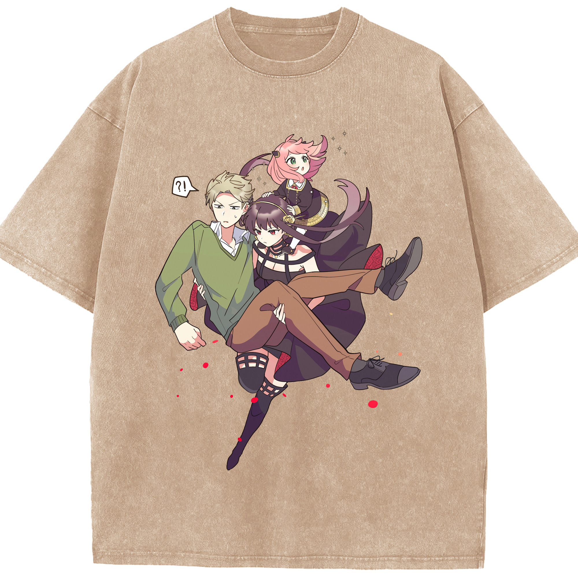 （画像用） SPY×FAMILY间谍家家酒 綿100% ヴィンテージ風 半袖Tシャツ（フロントプリント）