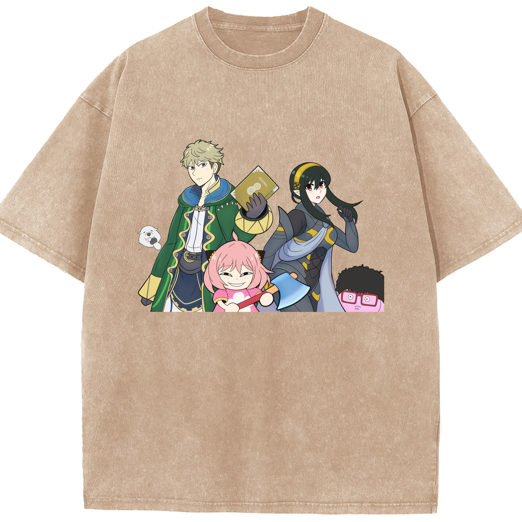 （画像用） SPY×FAMILY间谍家家酒 綿100% ヴィンテージ風 半袖Tシャツ（フロントプリント）