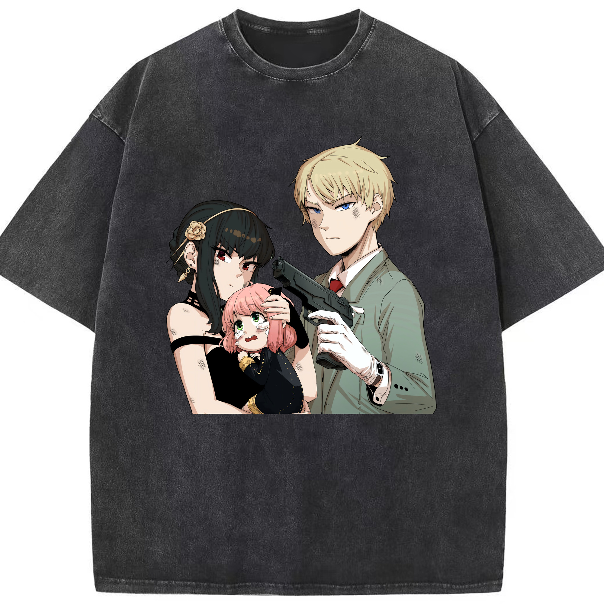 （画像用） SPY×FAMILY间谍家家酒 綿100% ヴィンテージ風 半袖Tシャツ（フロントプリント）