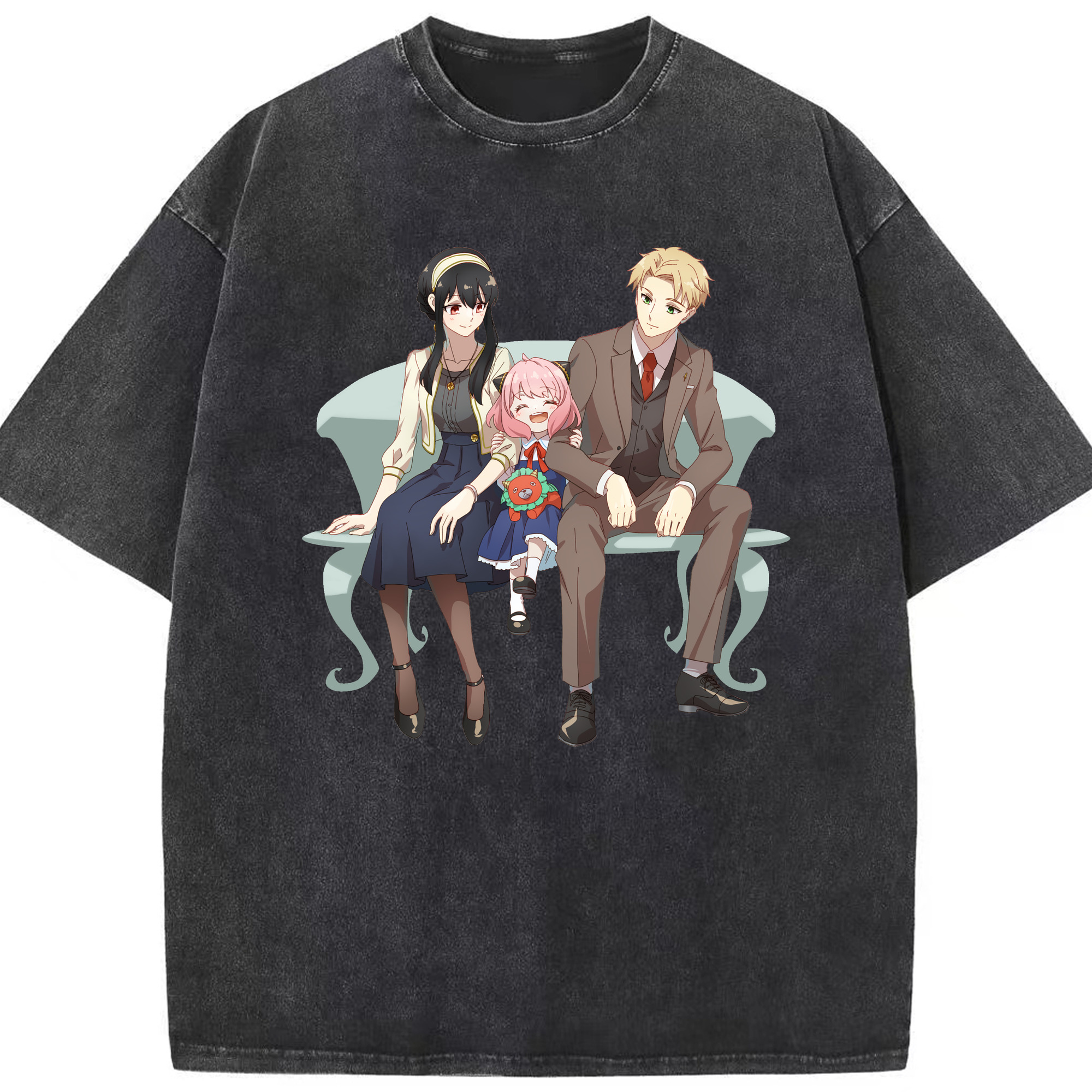（画像用） SPY×FAMILY间谍家家酒 綿100% ヴィンテージ風 半袖Tシャツ（フロントプリント）
