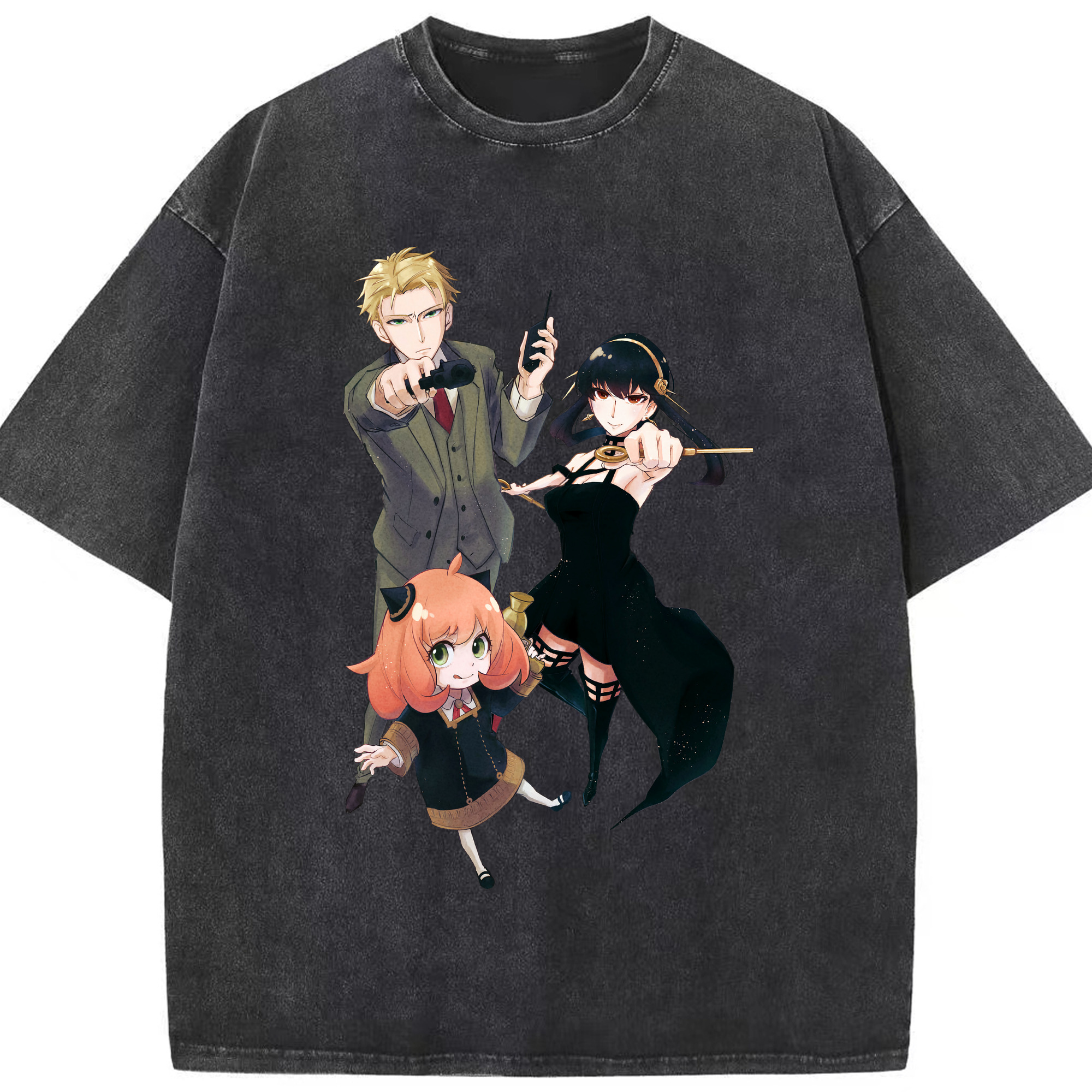 （画像用） SPY×FAMILY间谍家家酒 綿100% ヴィンテージ風 半袖Tシャツ（フロントプリント）