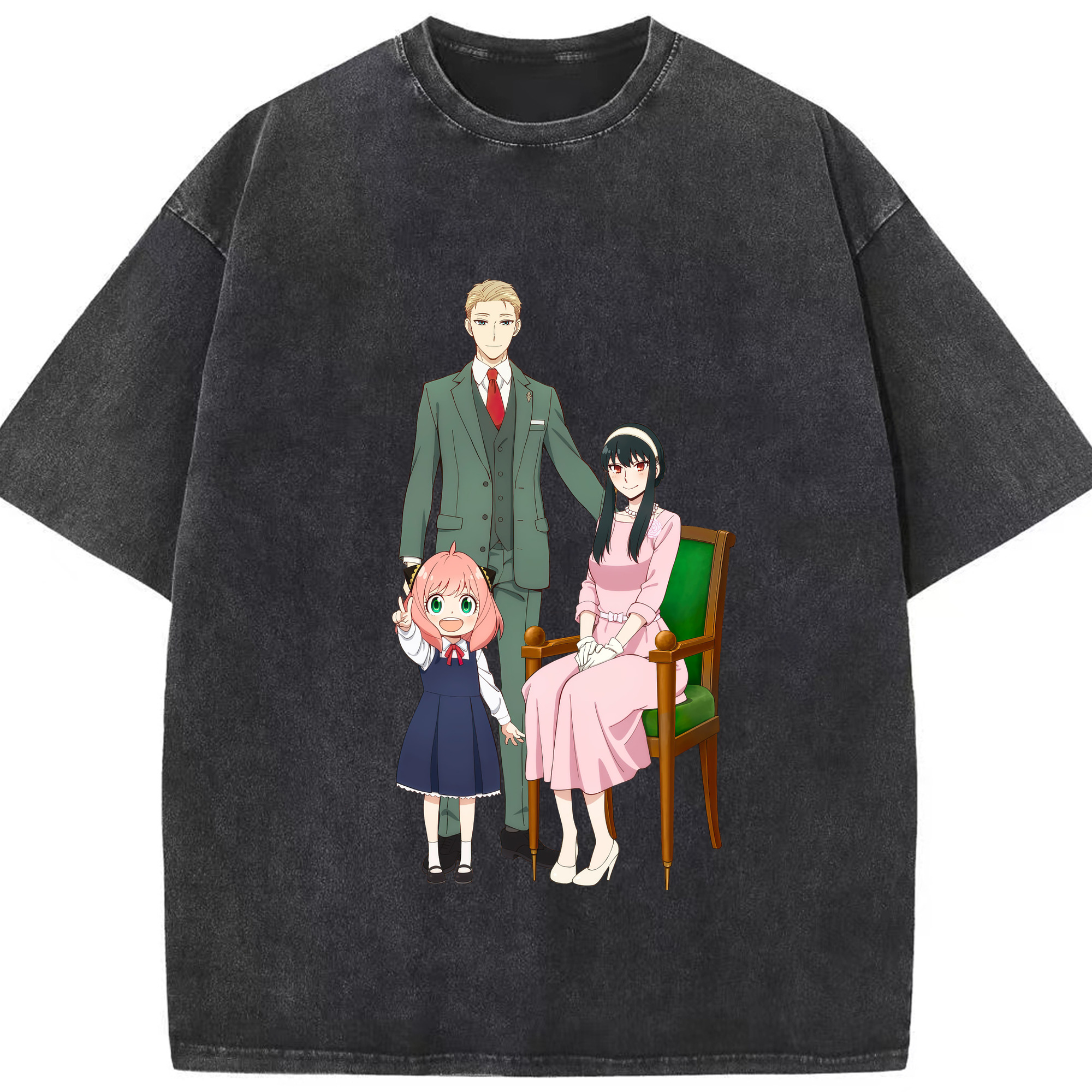 （画像用） SPY×FAMILY间谍家家酒 綿100% ヴィンテージ風 半袖Tシャツ（フロントプリント）