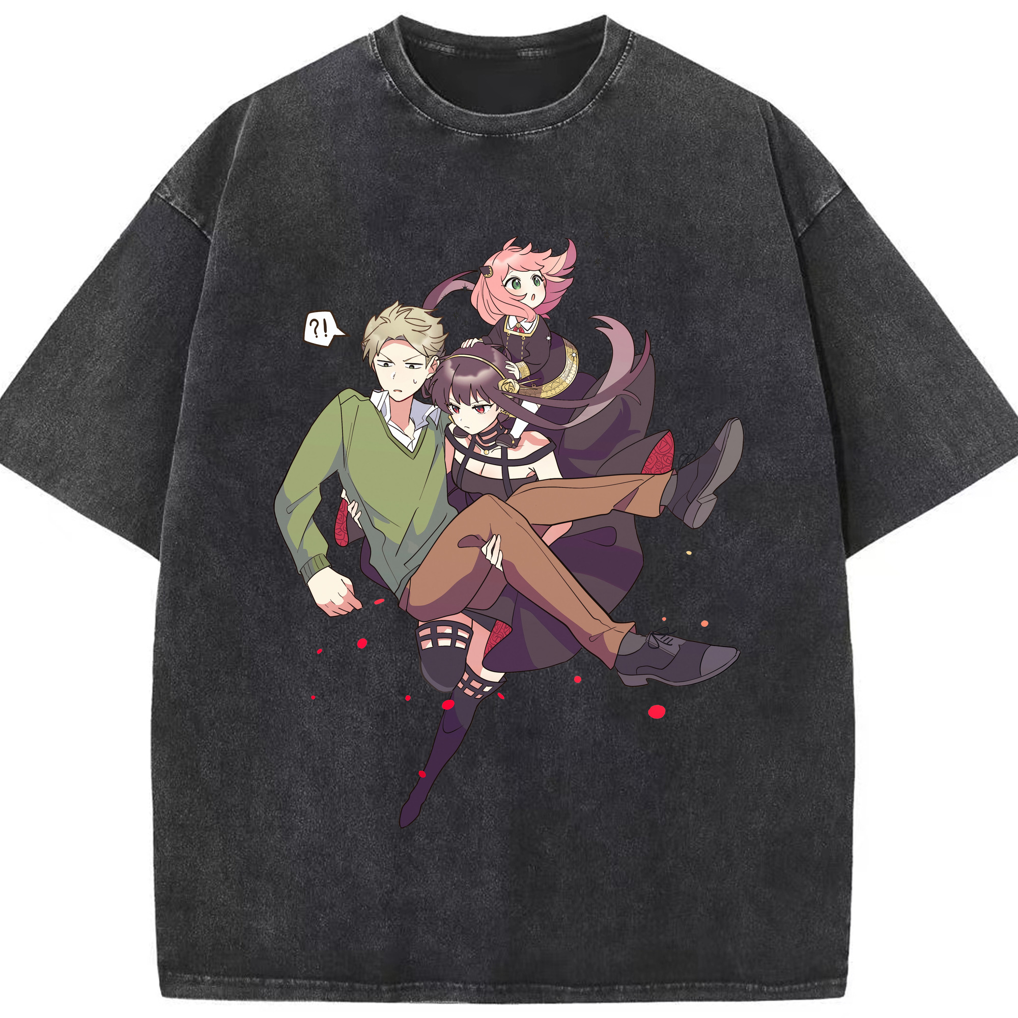 （画像用） SPY×FAMILY间谍家家酒 綿100% ヴィンテージ風 半袖Tシャツ（フロントプリント）