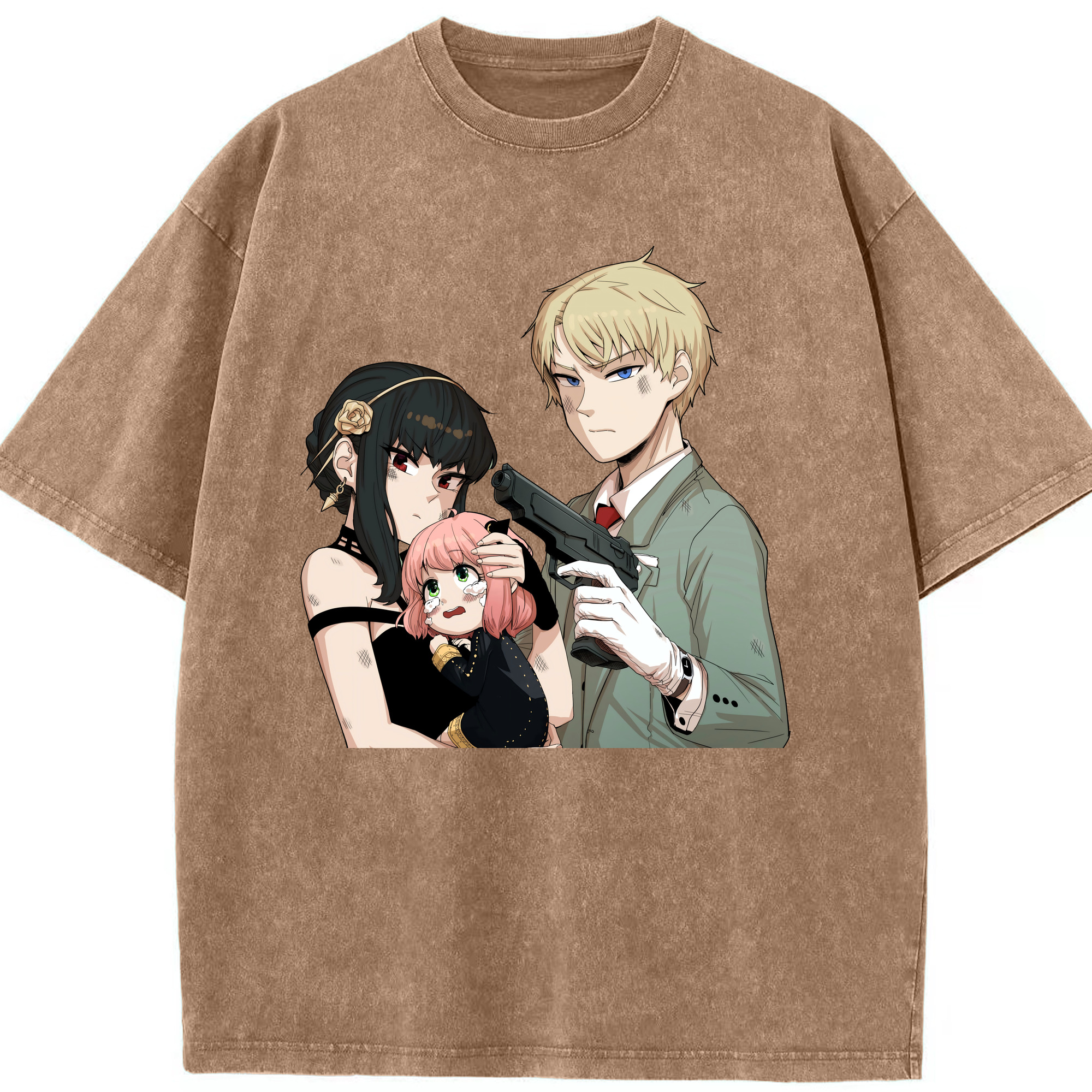 （画像用） SPY×FAMILY间谍家家酒 綿100% ヴィンテージ風 半袖Tシャツ（フロントプリント）