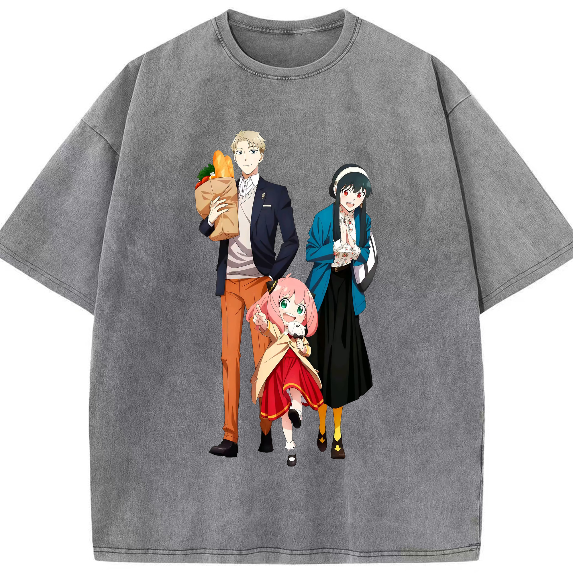 （画像用） SPY×FAMILY间谍家家酒 綿100% ヴィンテージ風 半袖Tシャツ（フロントプリント）