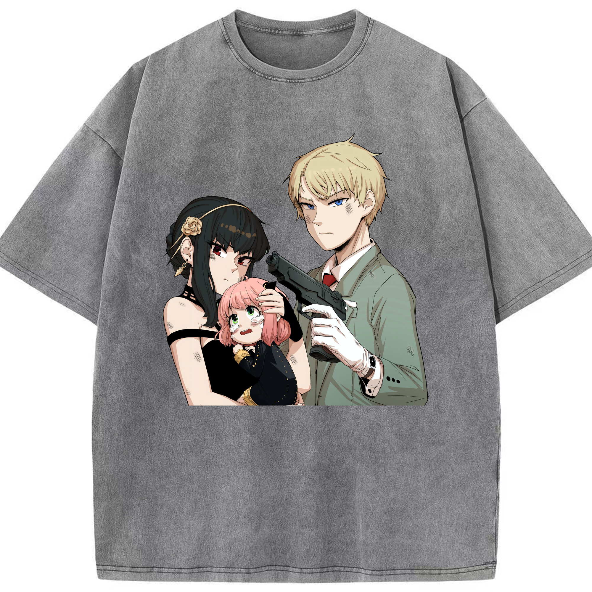 （画像用） SPY×FAMILY间谍家家酒 綿100% ヴィンテージ風 半袖Tシャツ（フロントプリント）