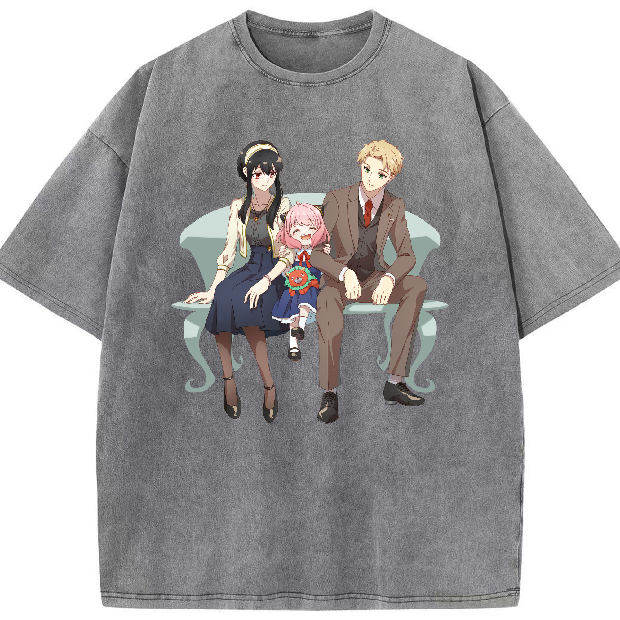 （画像用） SPY×FAMILY间谍家家酒 綿100% ヴィンテージ風 半袖Tシャツ（フロントプリント）