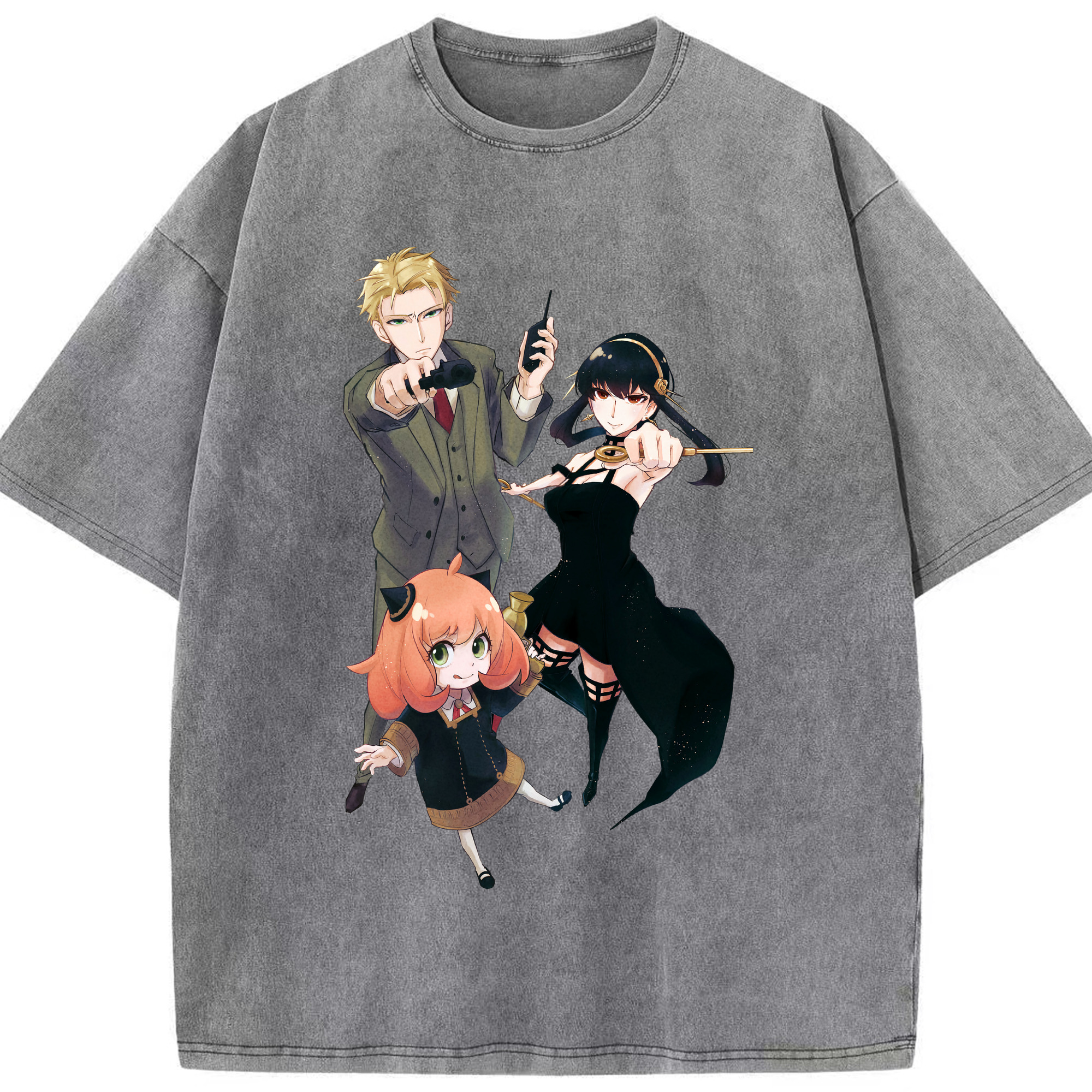 （画像用） SPY×FAMILY间谍家家酒 綿100% ヴィンテージ風 半袖Tシャツ（フロントプリント）