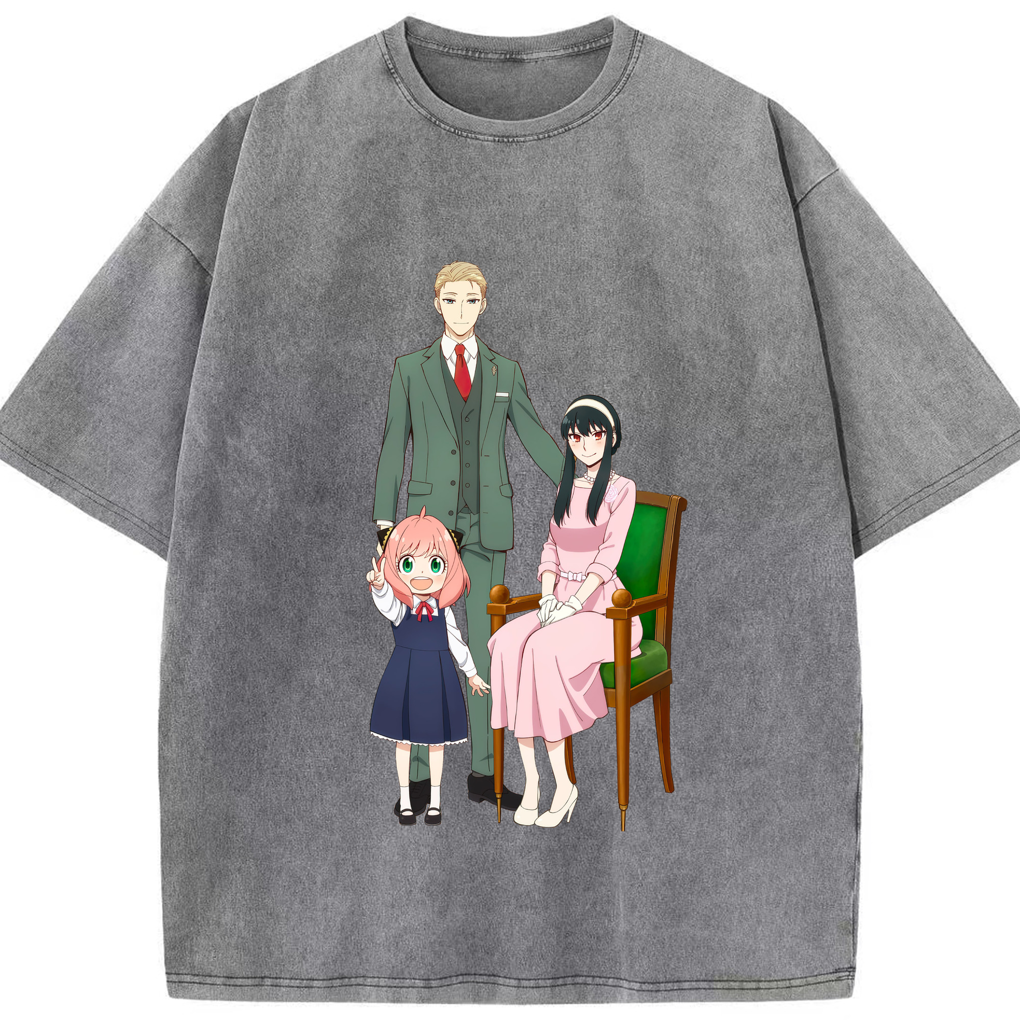 （画像用） SPY×FAMILY间谍家家酒 綿100% ヴィンテージ風 半袖Tシャツ（フロントプリント）