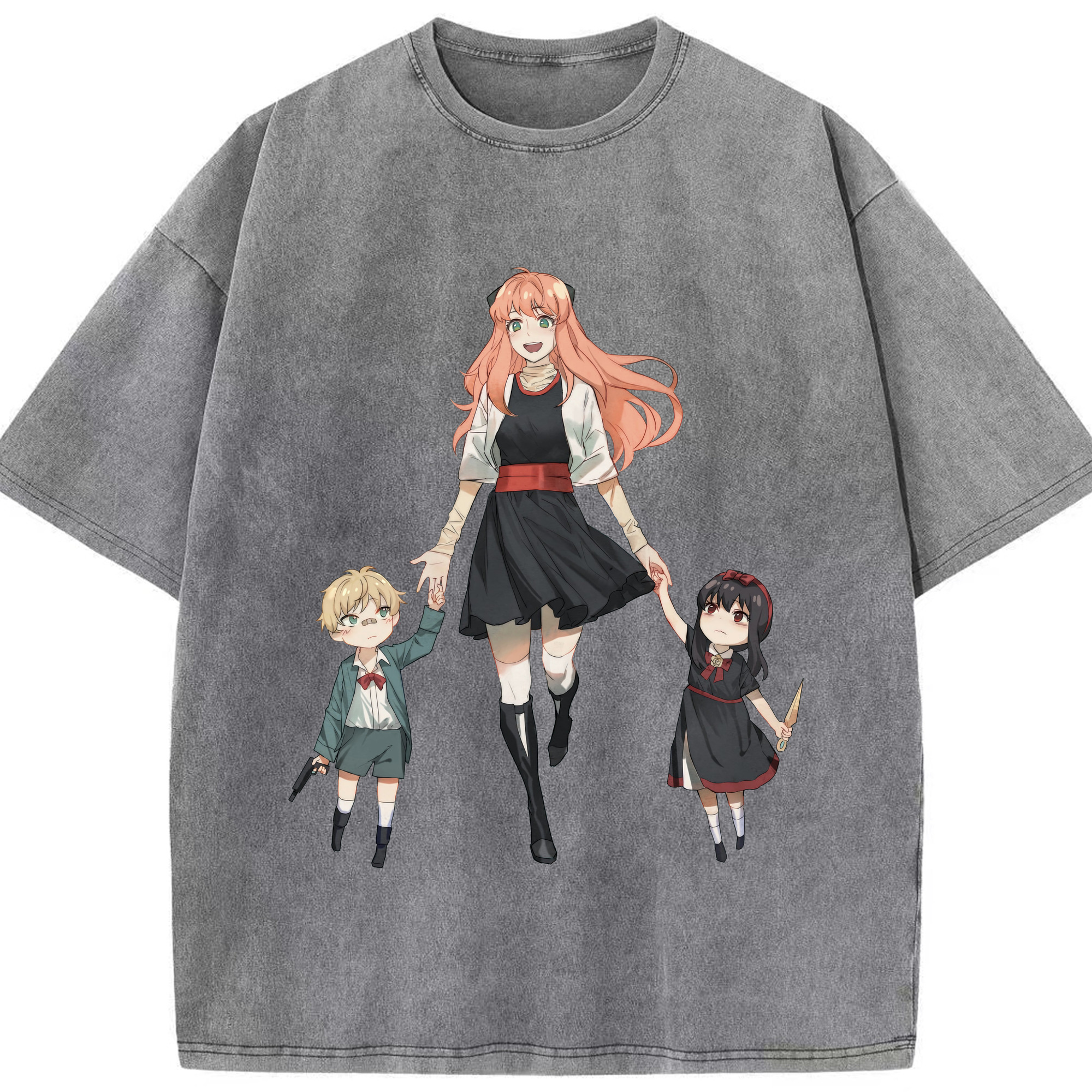 （画像用） SPY×FAMILY间谍家家酒 綿100% ヴィンテージ風 半袖Tシャツ（フロントプリント）