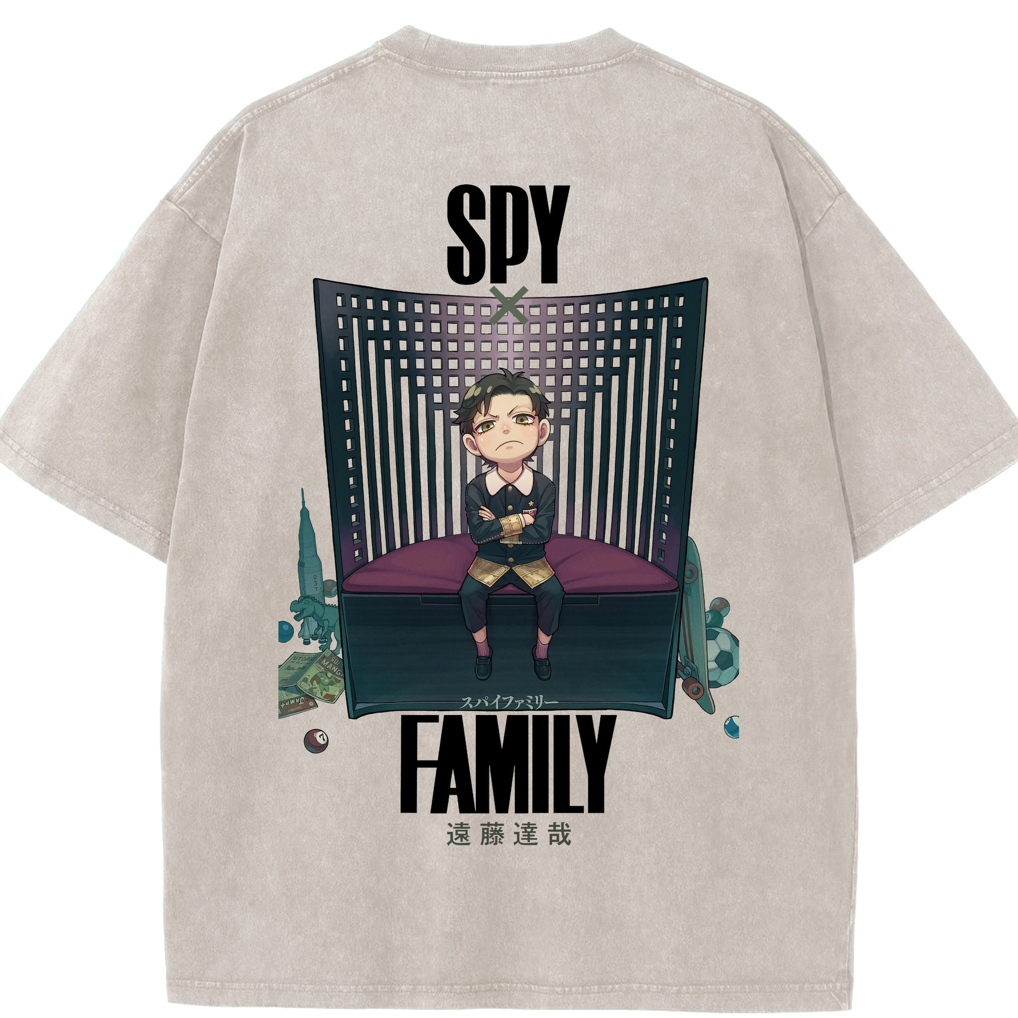 （画像用） SPY×FAMILY间谍家家酒 綿100% ヴィンテージ風 半袖Tシャツ（背面プリント）
