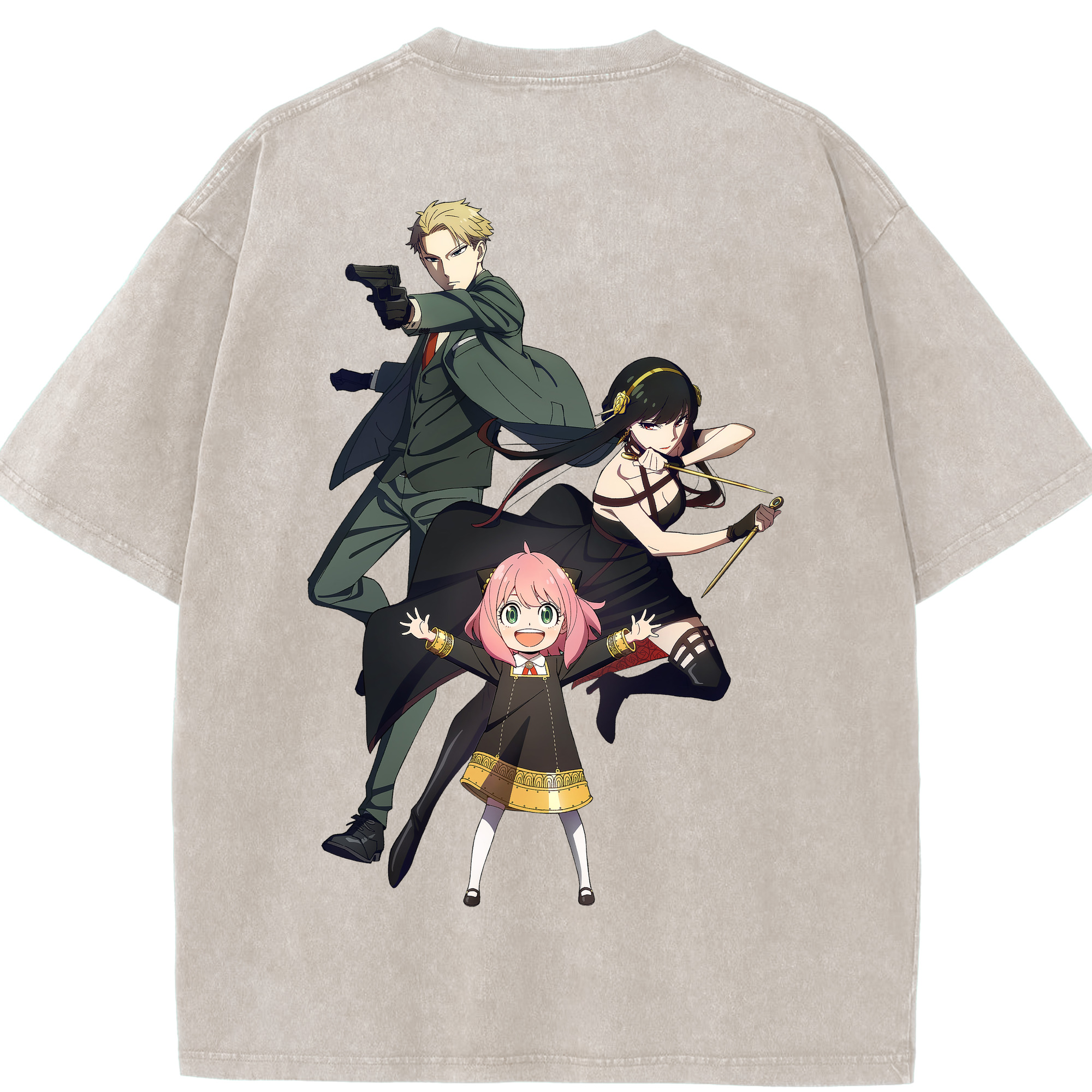 （画像用） SPY×FAMILY间谍家家酒 綿100% ヴィンテージ風 半袖Tシャツ（背面プリント）