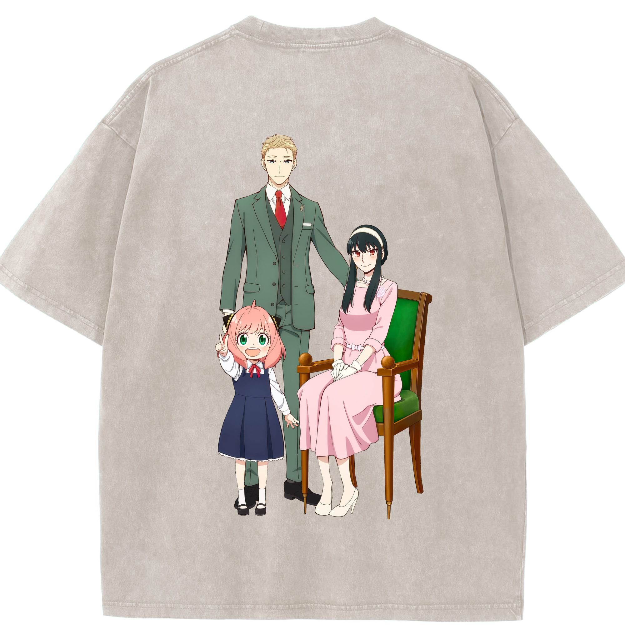 （画像用） SPY×FAMILY间谍家家酒 綿100% ヴィンテージ風 半袖Tシャツ（背面プリント）
