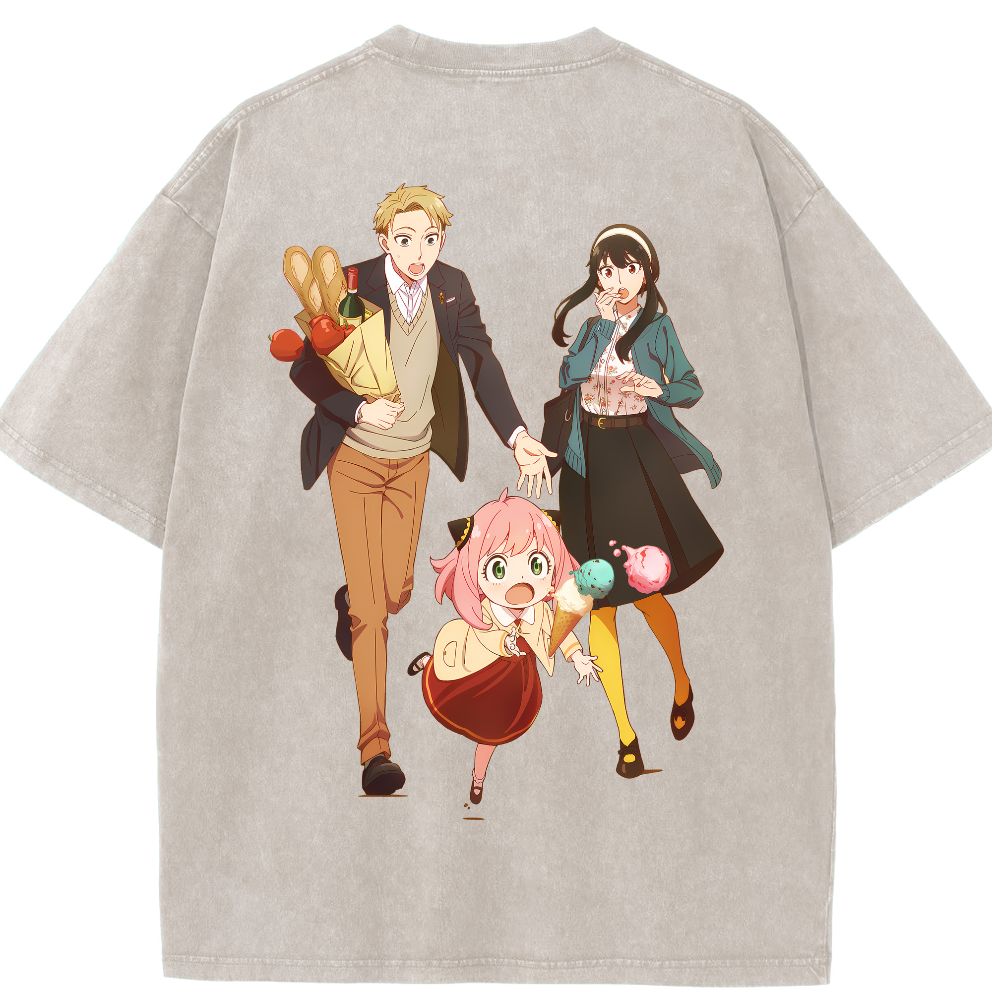 （画像用） SPY×FAMILY间谍家家酒 綿100% ヴィンテージ風 半袖Tシャツ（背面プリント）