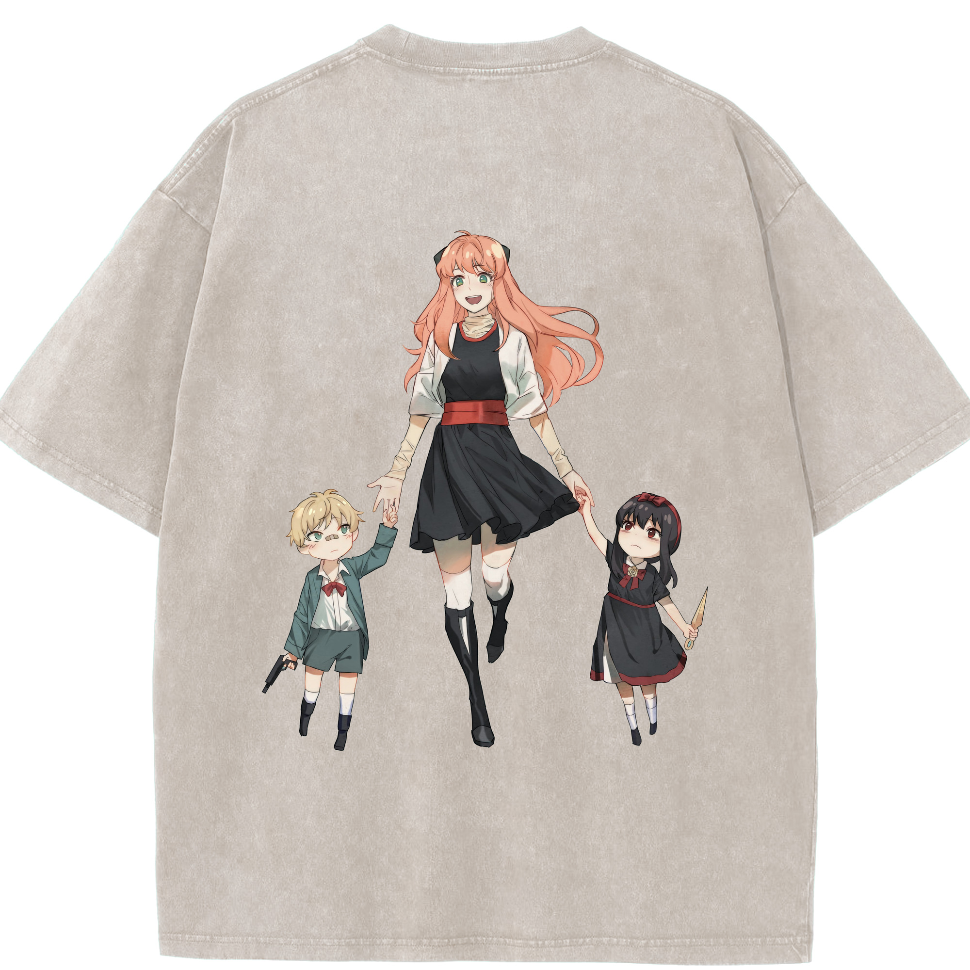 （画像用） SPY×FAMILY间谍家家酒 綿100% ヴィンテージ風 半袖Tシャツ（背面プリント）