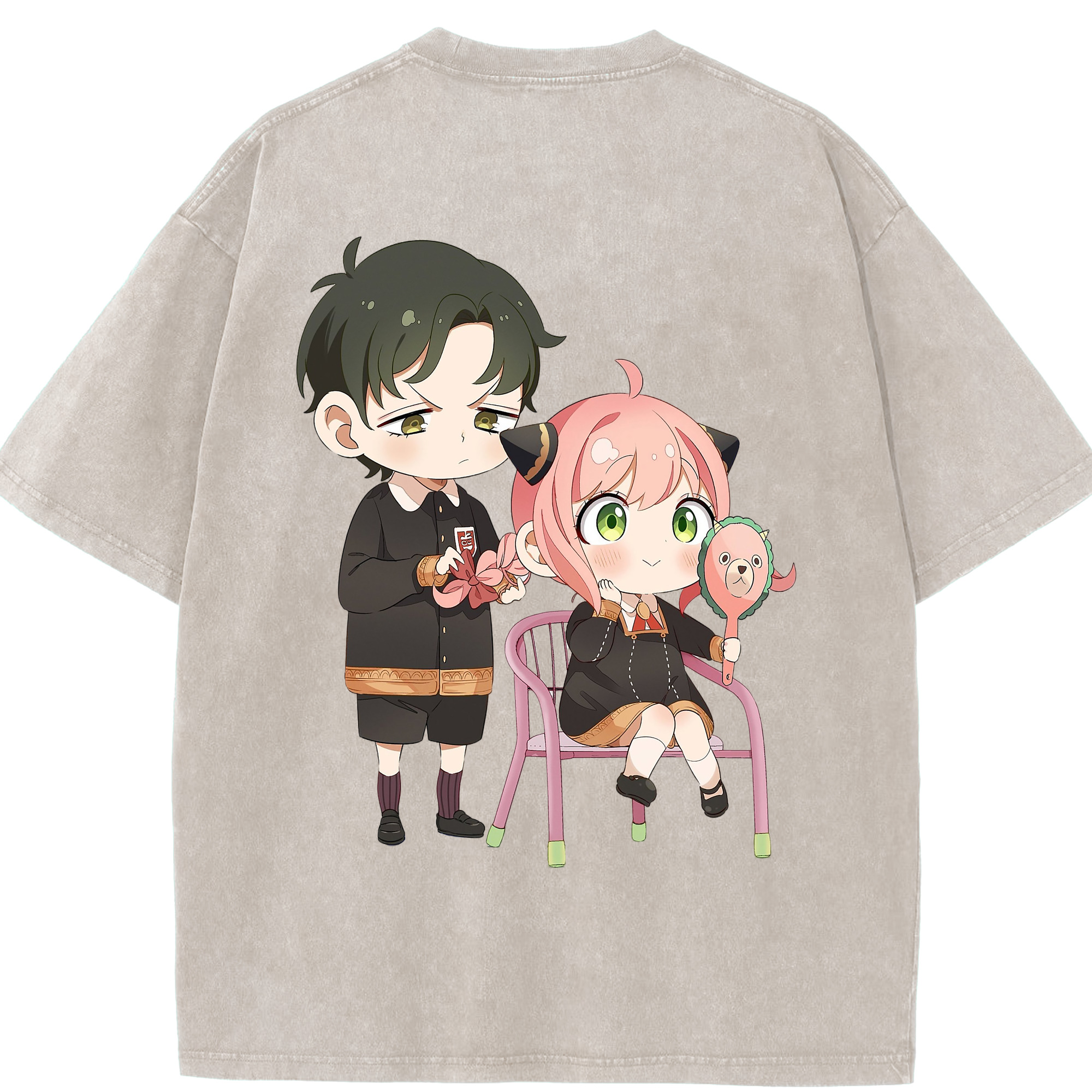（画像用） SPY×FAMILY间谍家家酒 綿100% ヴィンテージ風 半袖Tシャツ（背面プリント）