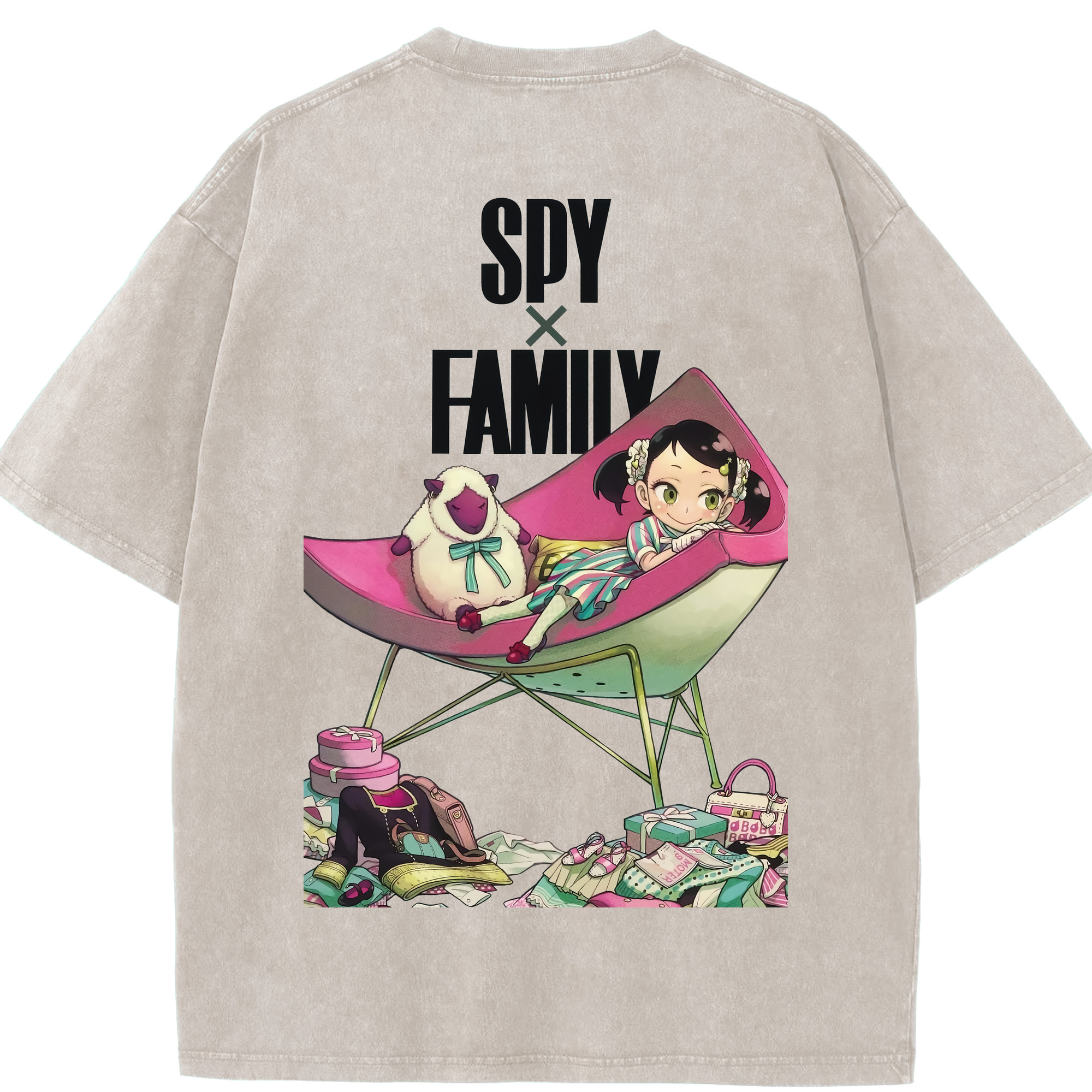 （画像用） SPY×FAMILY间谍家家酒 綿100% ヴィンテージ風 半袖Tシャツ（背面プリント）