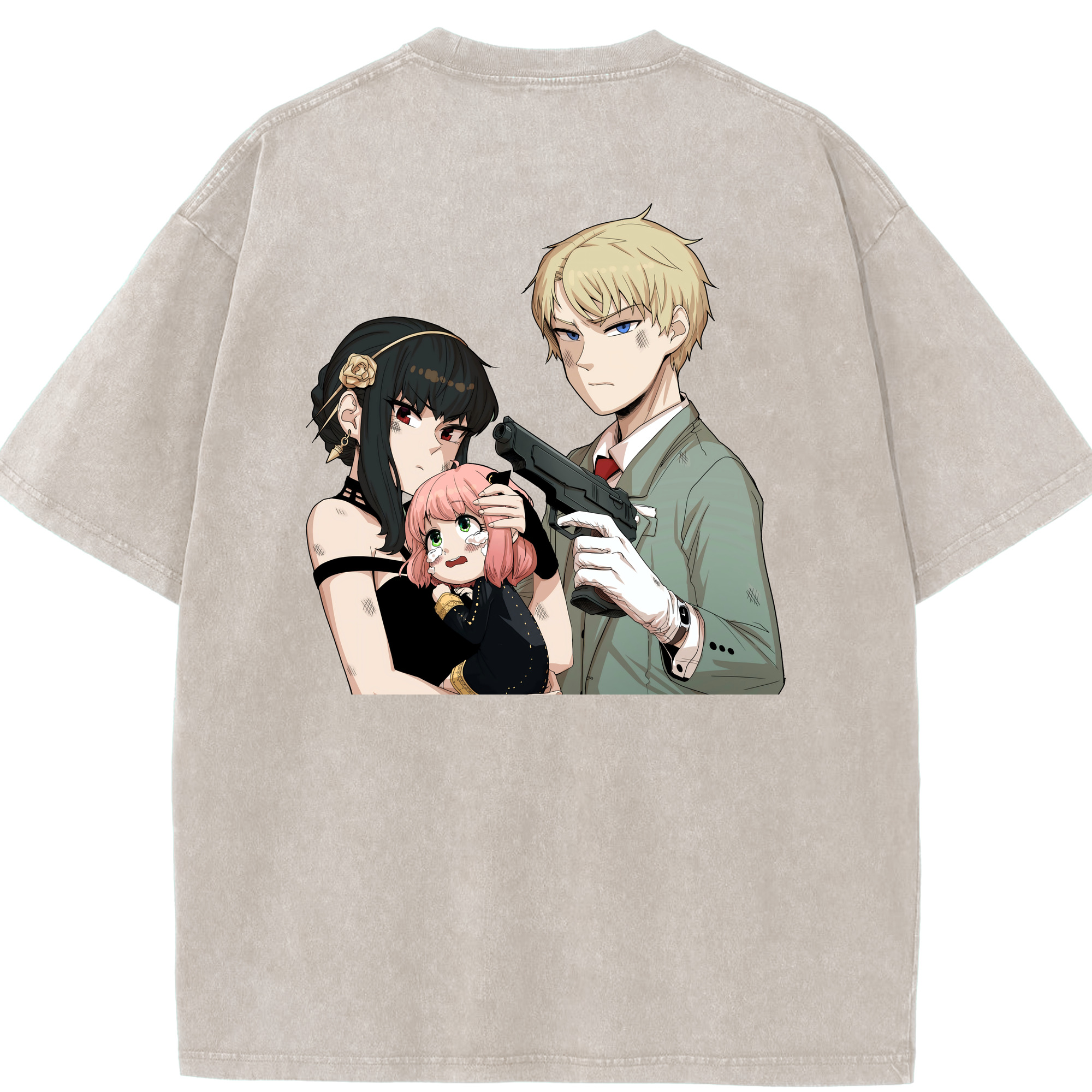（画像用） SPY×FAMILY间谍家家酒 綿100% ヴィンテージ風 半袖Tシャツ（背面プリント）