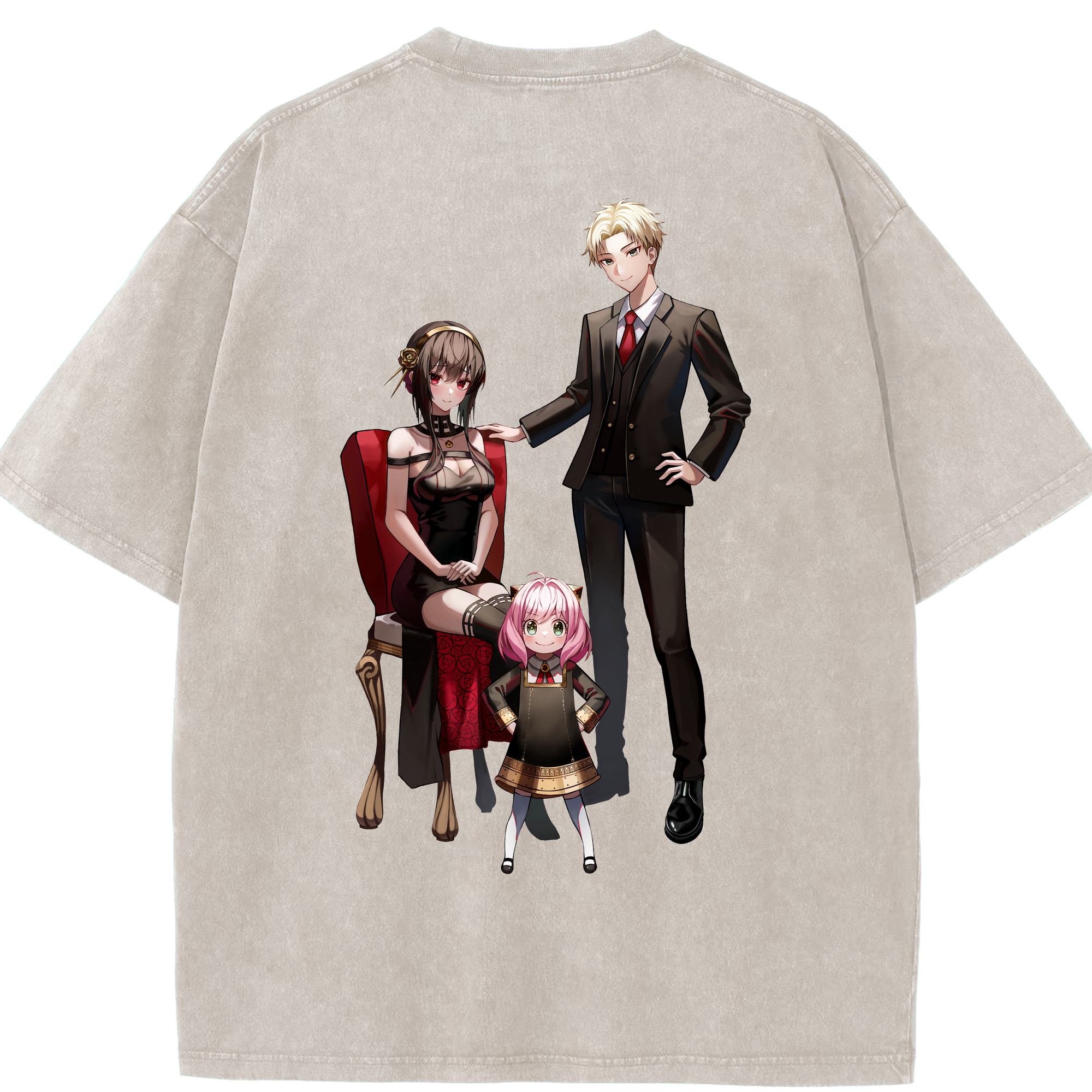（画像用） SPY×FAMILY间谍家家酒 綿100% ヴィンテージ風 半袖Tシャツ（背面プリント）