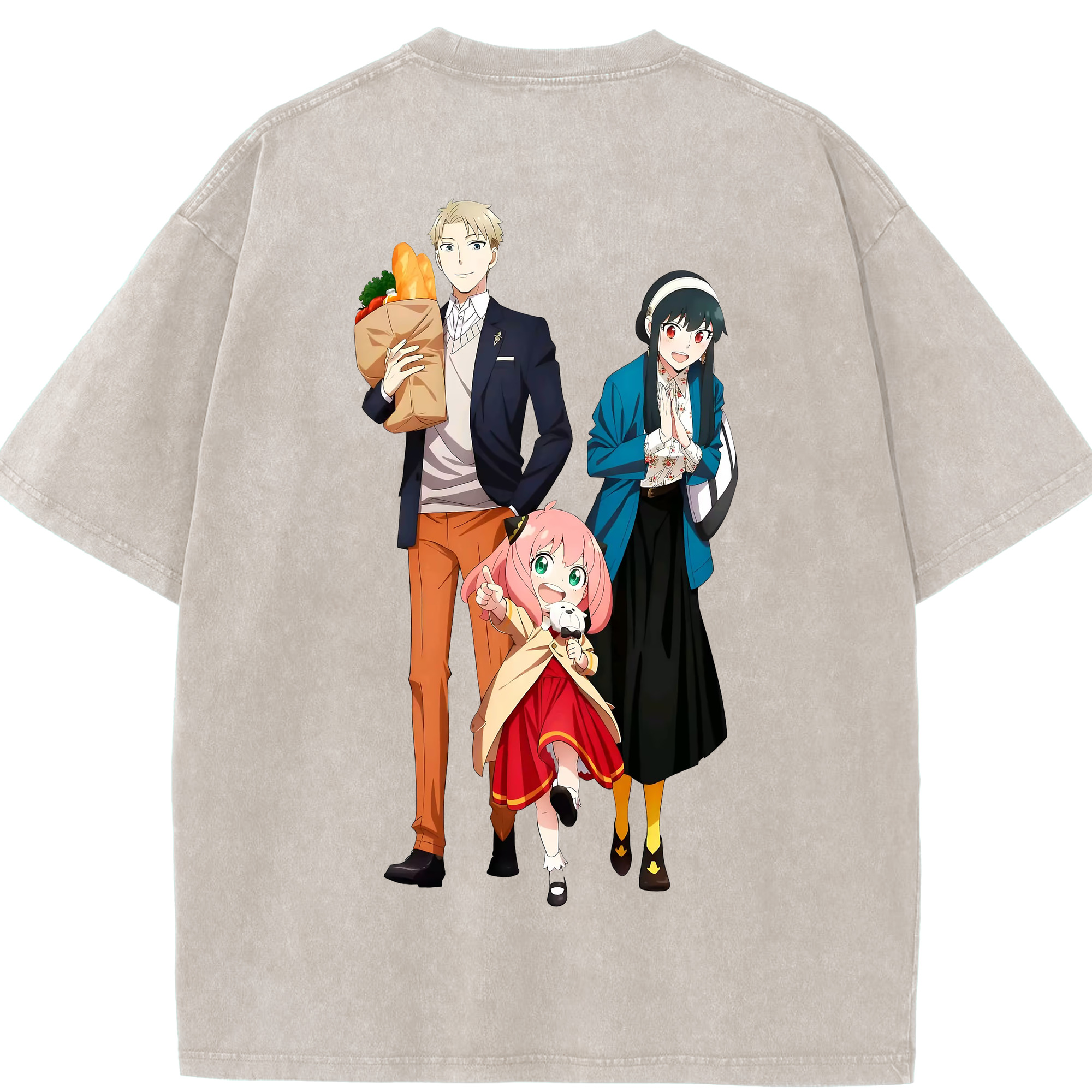 （画像用） SPY×FAMILY间谍家家酒 綿100% ヴィンテージ風 半袖Tシャツ（背面プリント）