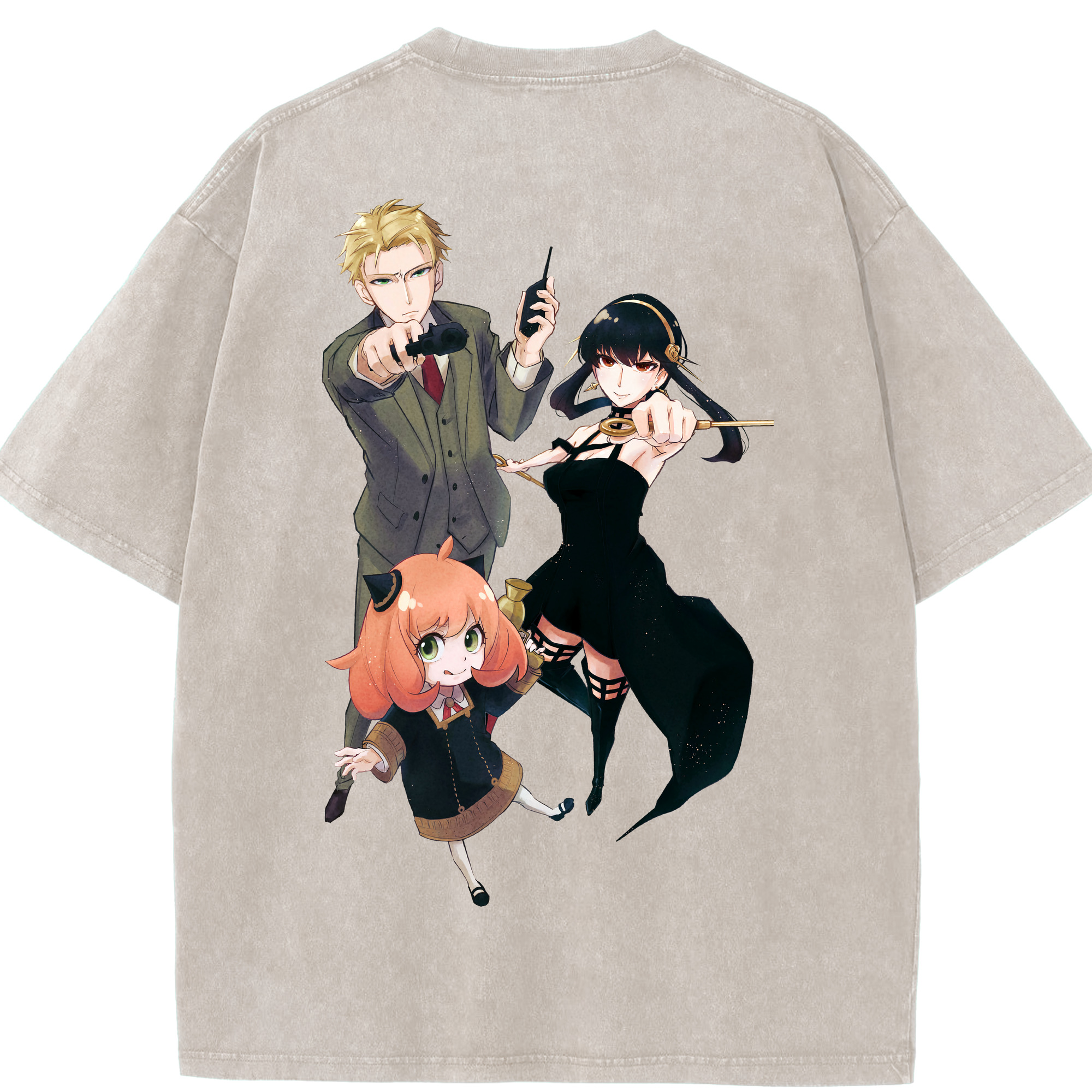 （画像用） SPY×FAMILY间谍家家酒 綿100% ヴィンテージ風 半袖Tシャツ（背面プリント）