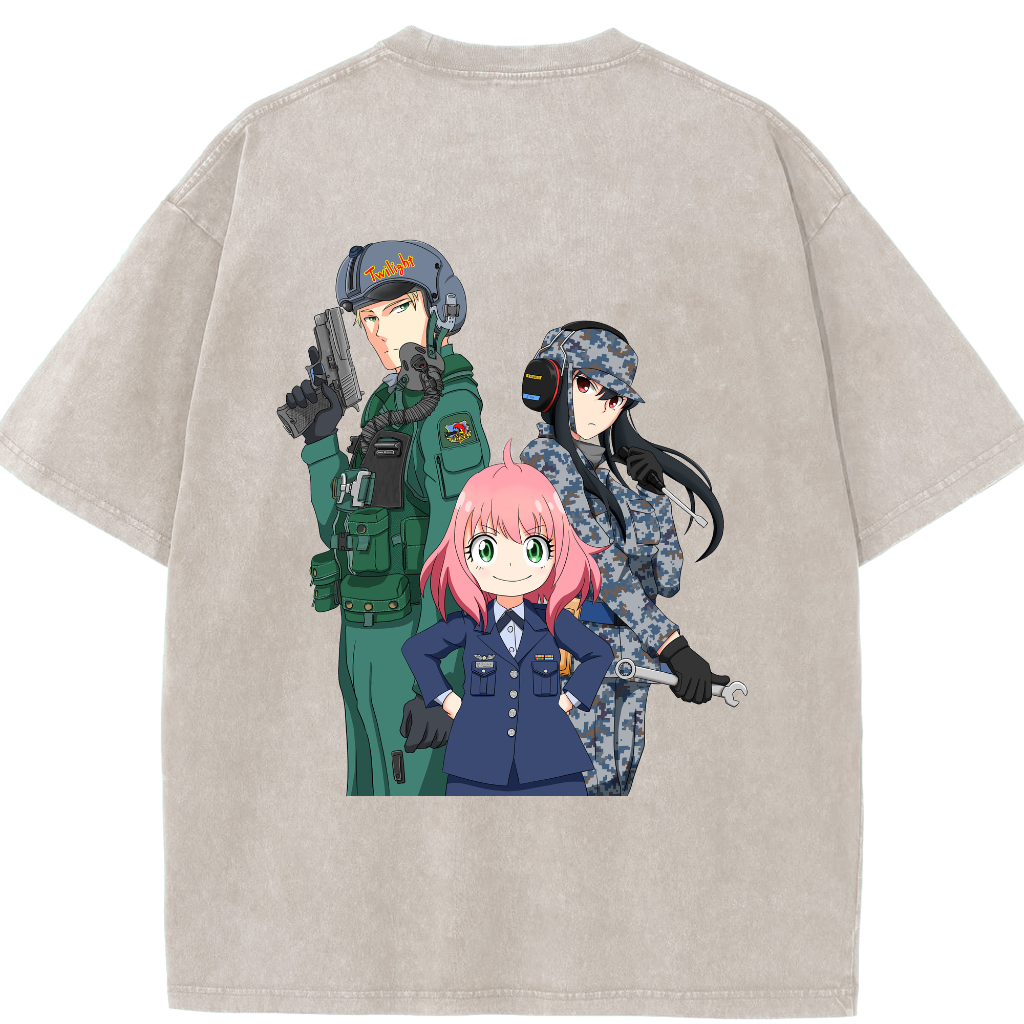 （画像用） SPY×FAMILY间谍家家酒 綿100% ヴィンテージ風 半袖Tシャツ（背面プリント）