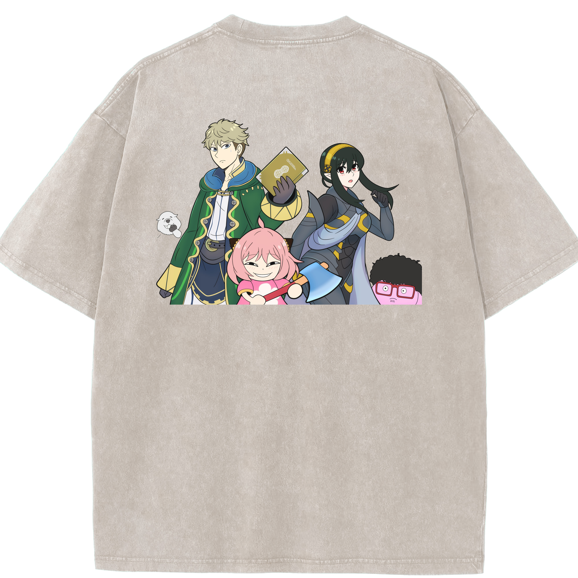 （画像用） SPY×FAMILY间谍家家酒 綿100% ヴィンテージ風 半袖Tシャツ（背面プリント）