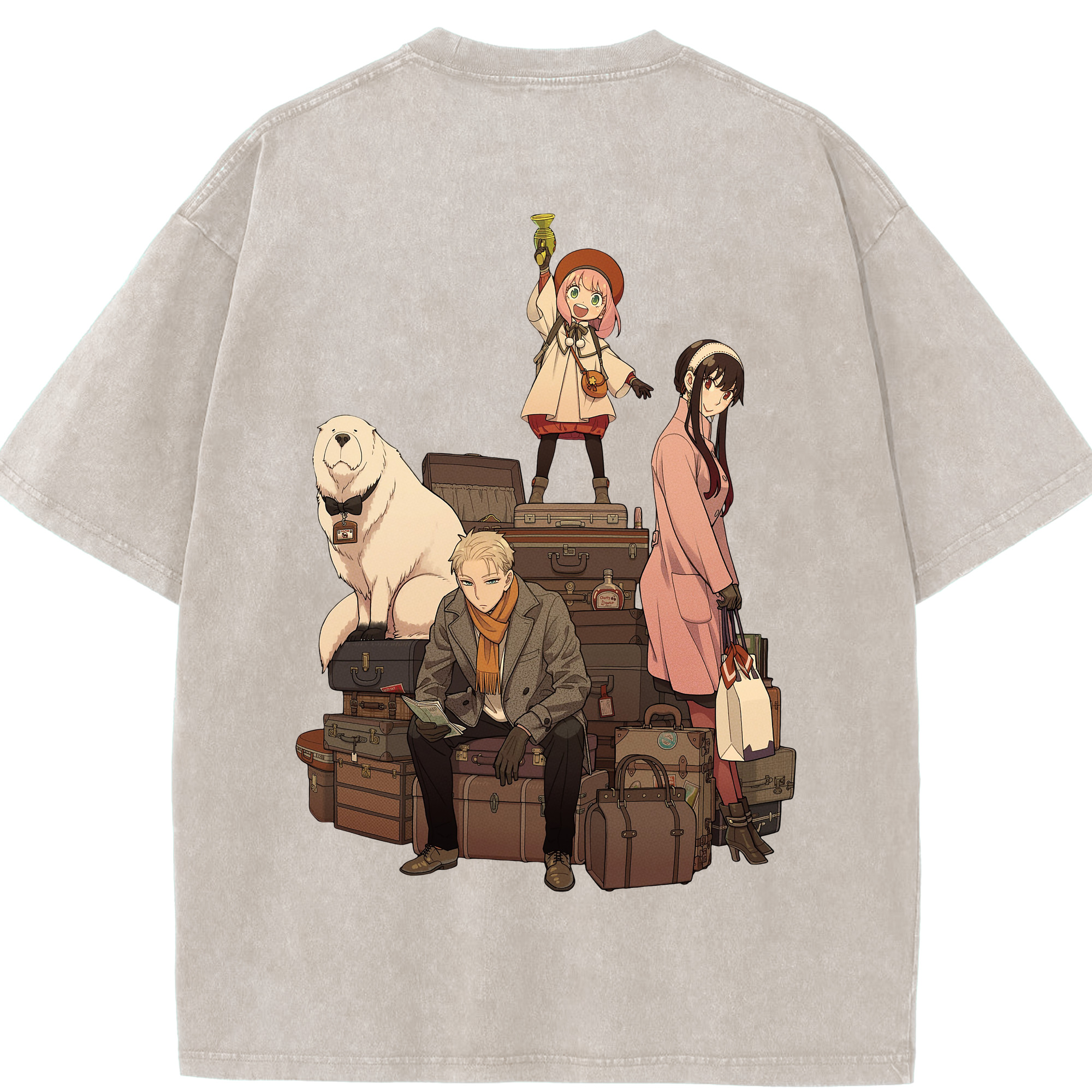 （画像用） SPY×FAMILY间谍家家酒 綿100% ヴィンテージ風 半袖Tシャツ（背面プリント）