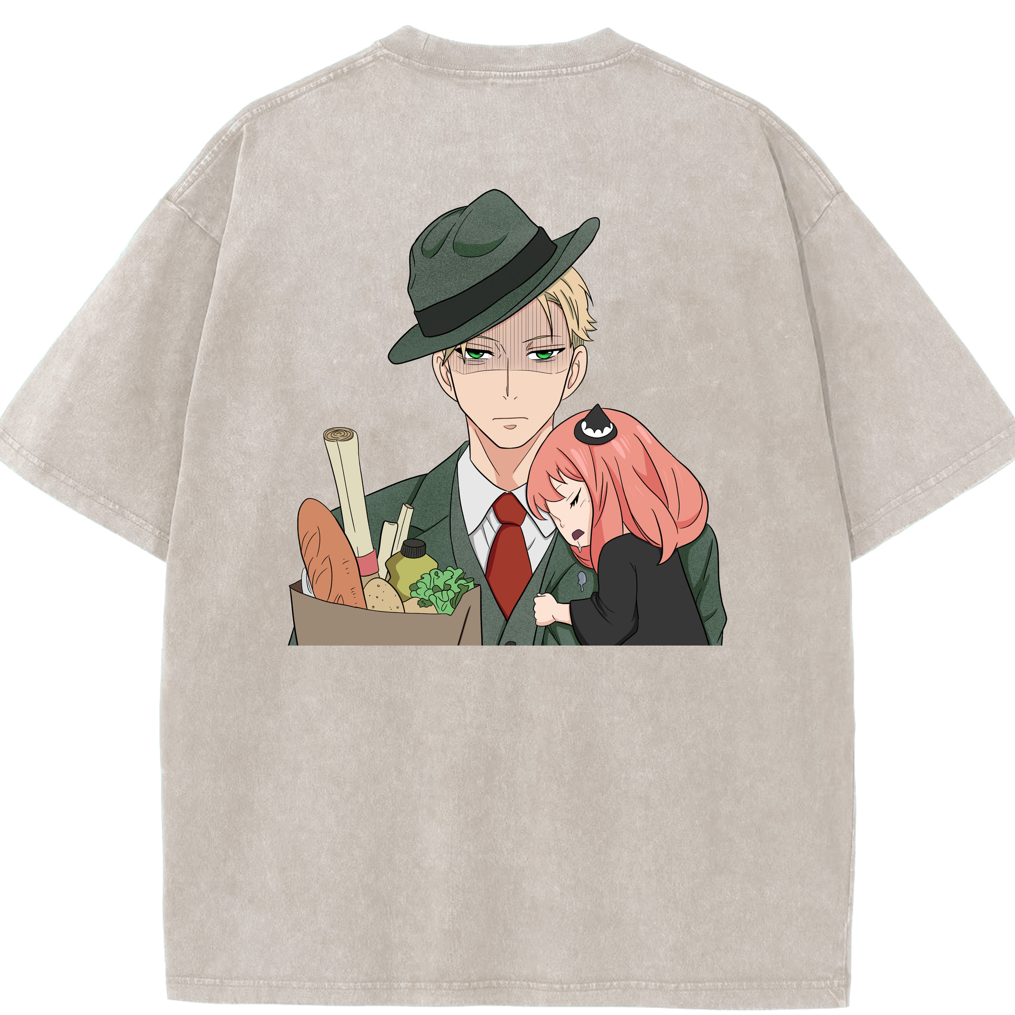 （画像用） SPY×FAMILY间谍家家酒 綿100% ヴィンテージ風 半袖Tシャツ（背面プリント）