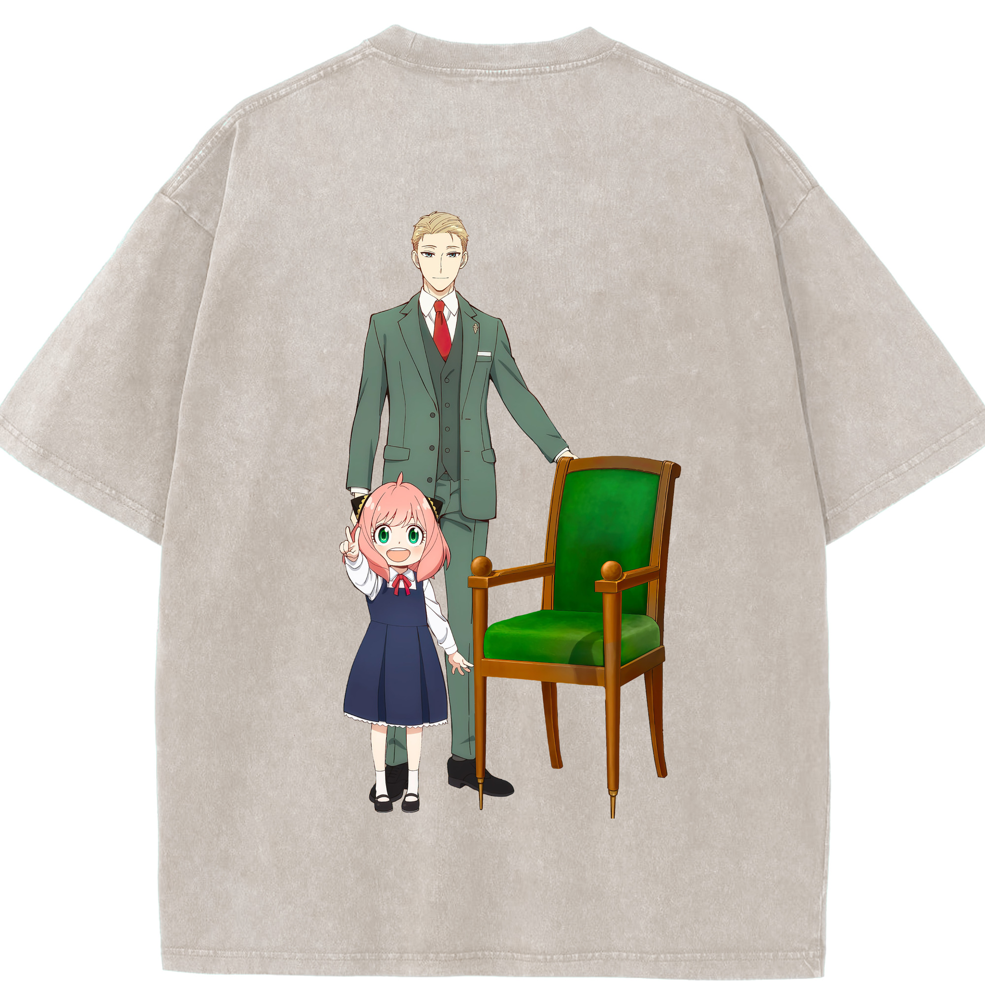（画像用） SPY×FAMILY间谍家家酒 綿100% ヴィンテージ風 半袖Tシャツ（背面プリント）