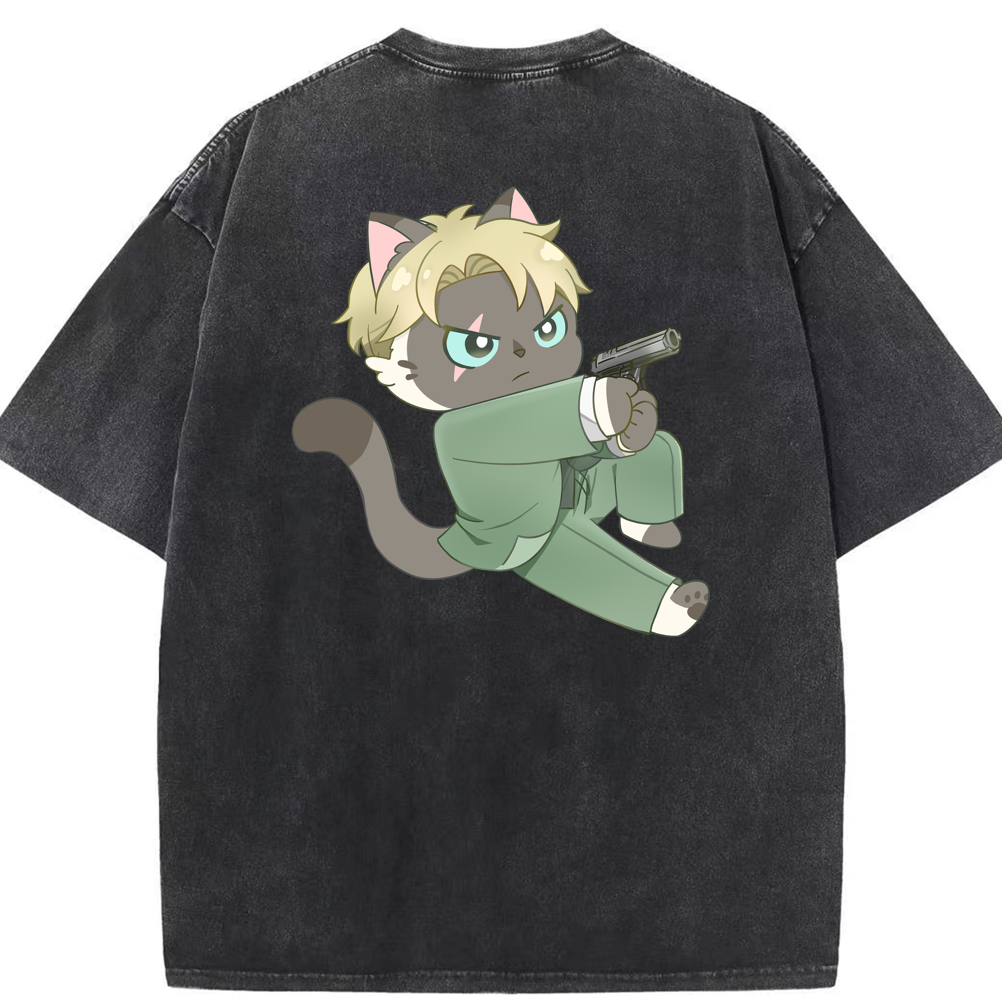 （画像用） SPY×FAMILY间谍家家酒 綿100% ヴィンテージ風 半袖Tシャツ（背面プリント）