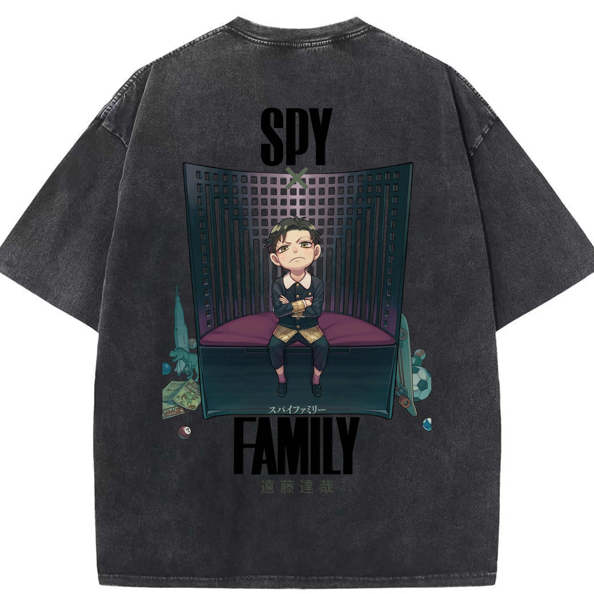 （画像用） SPY×FAMILY间谍家家酒 綿100% ヴィンテージ風 半袖Tシャツ（背面プリント）
