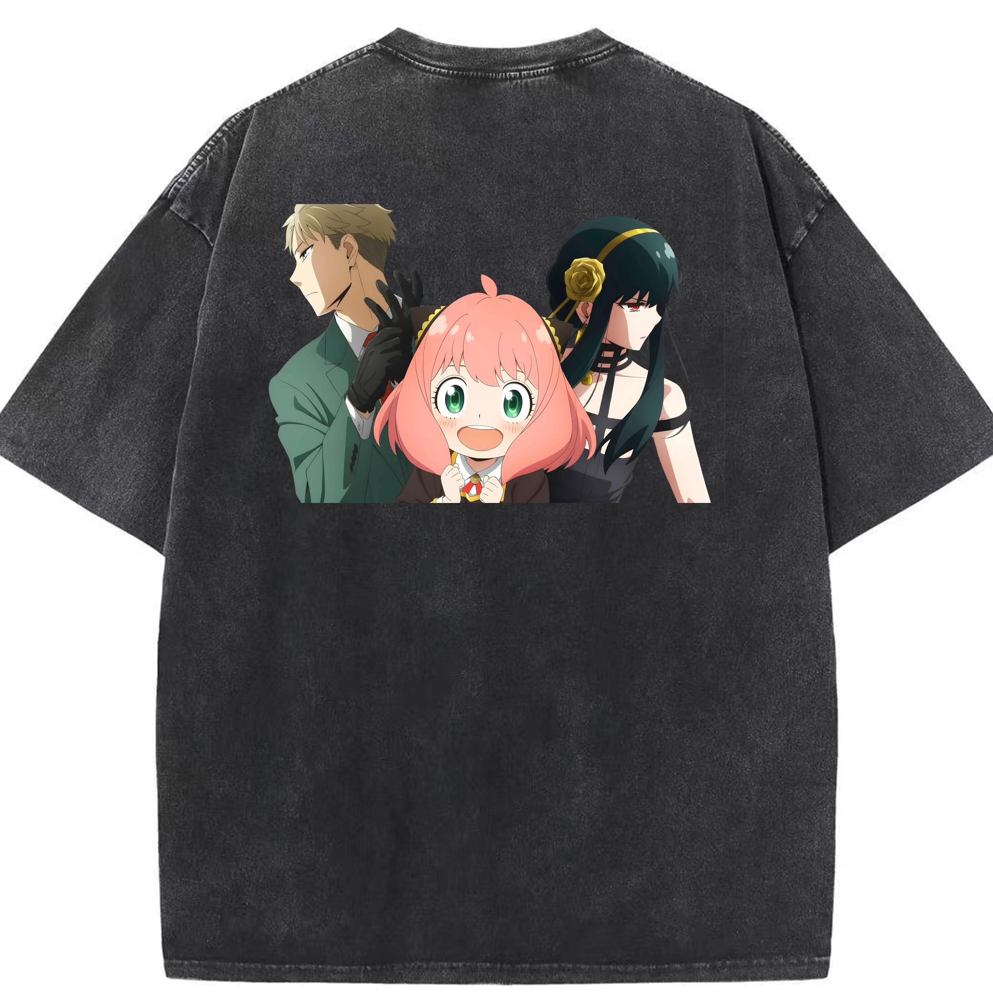 （画像用） SPY×FAMILY间谍家家酒 綿100% ヴィンテージ風 半袖Tシャツ（背面プリント）