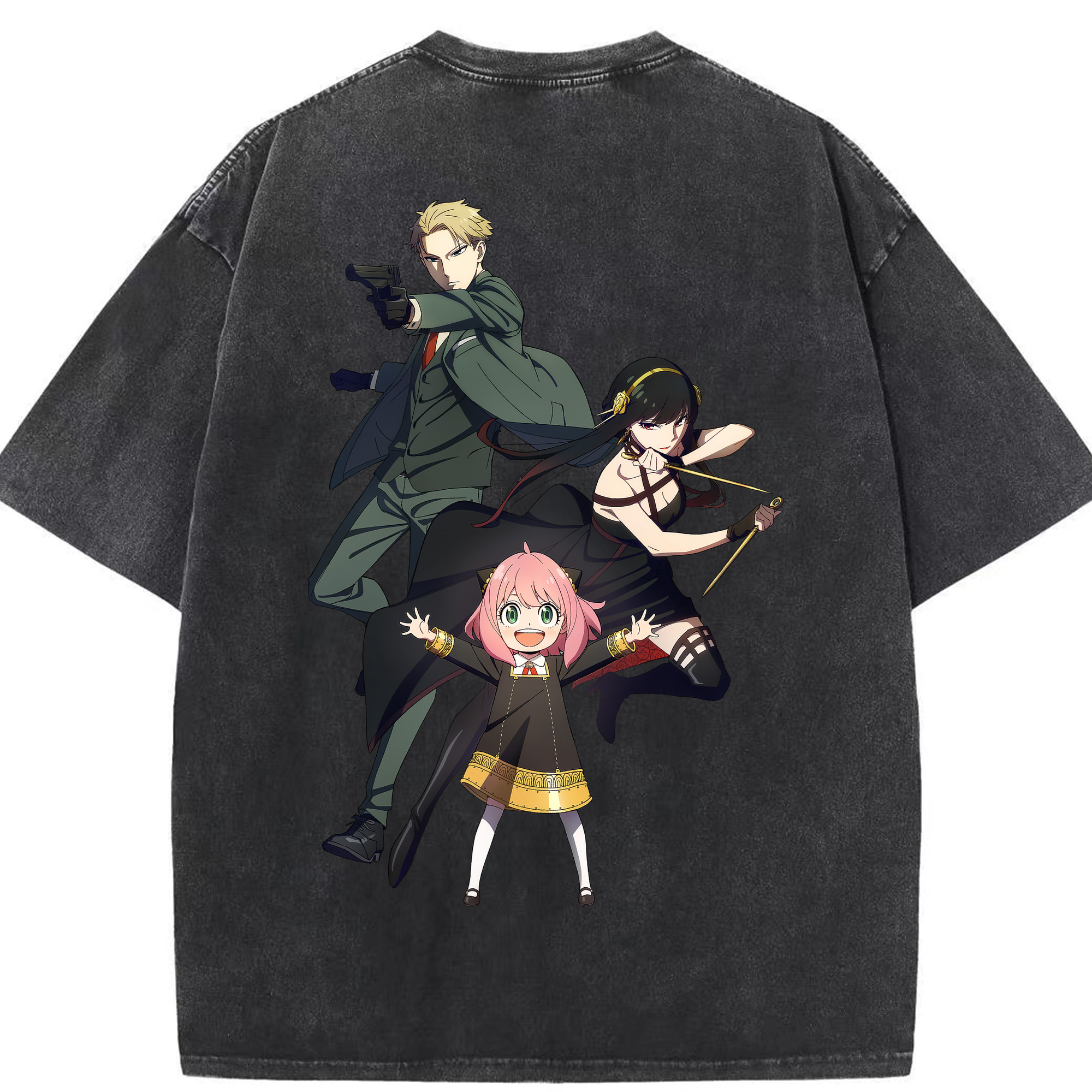 （画像用） SPY×FAMILY间谍家家酒 綿100% ヴィンテージ風 半袖Tシャツ（背面プリント）