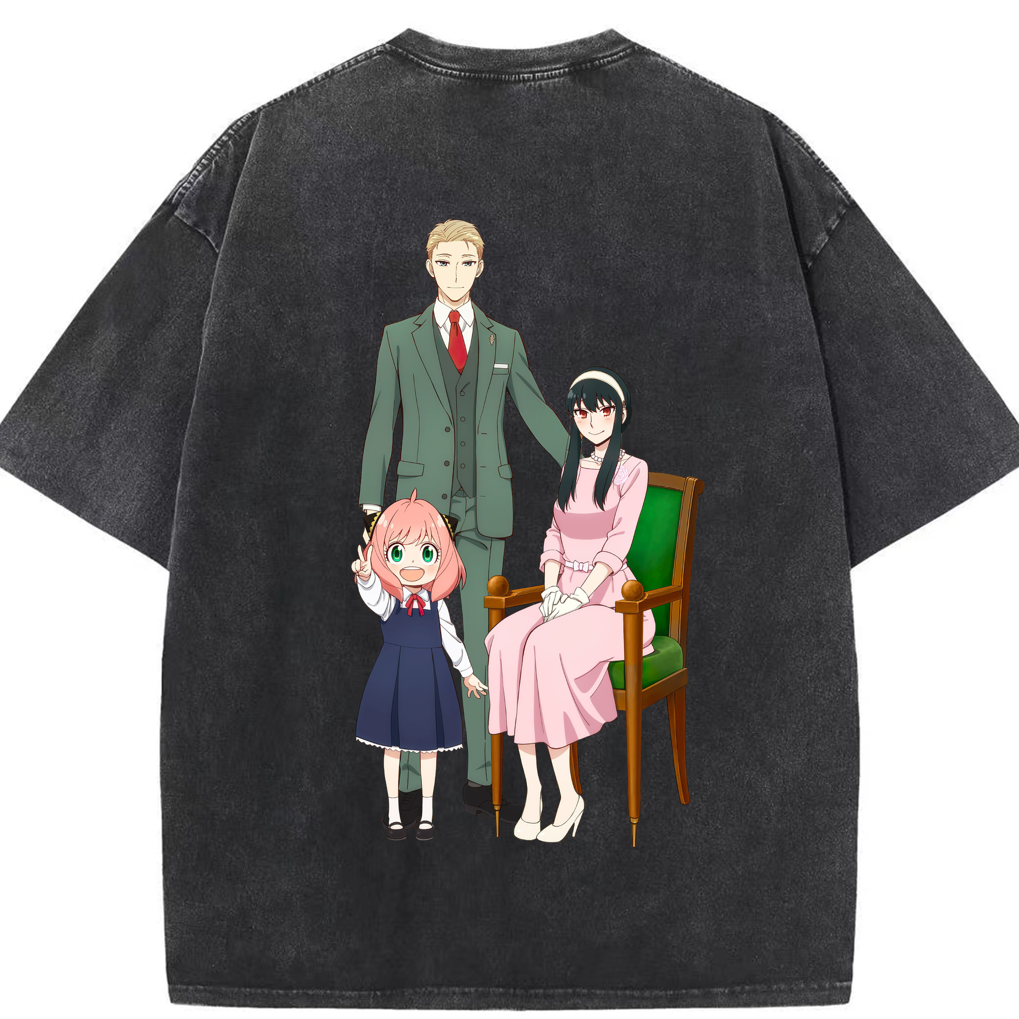 （画像用） SPY×FAMILY间谍家家酒 綿100% ヴィンテージ風 半袖Tシャツ（背面プリント）