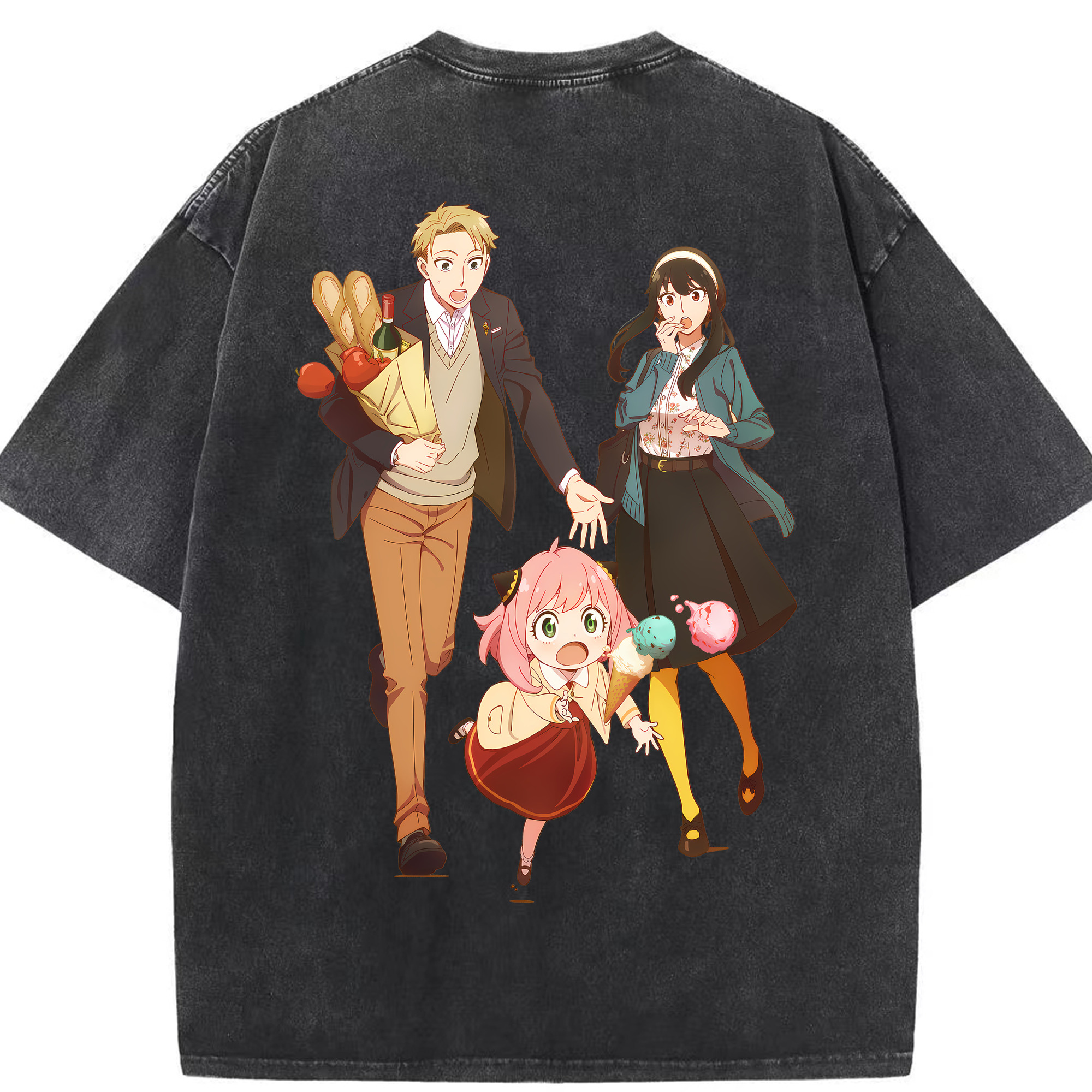 （画像用） SPY×FAMILY间谍家家酒 綿100% ヴィンテージ風 半袖Tシャツ（背面プリント）
