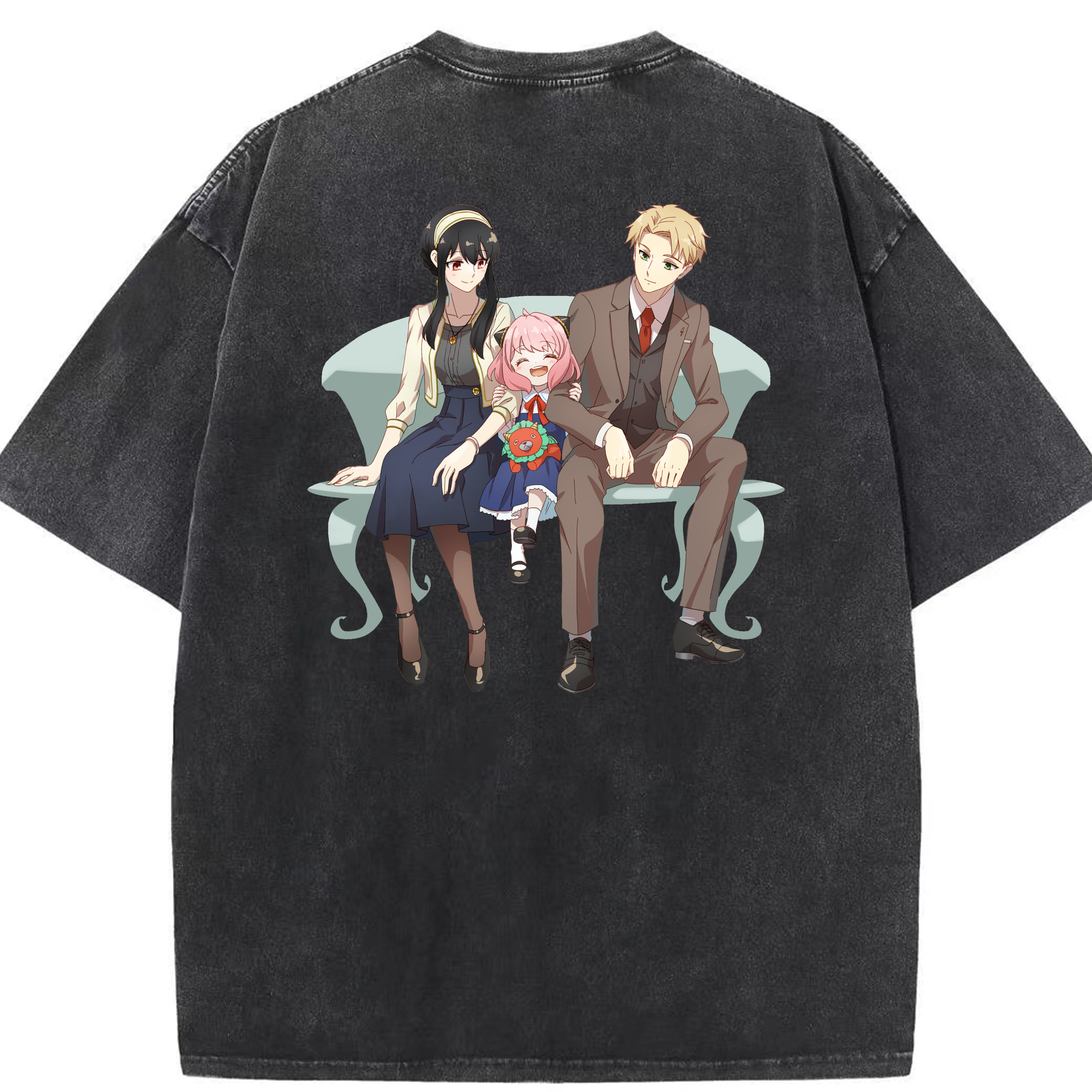 （画像用） SPY×FAMILY间谍家家酒 綿100% ヴィンテージ風 半袖Tシャツ（背面プリント）