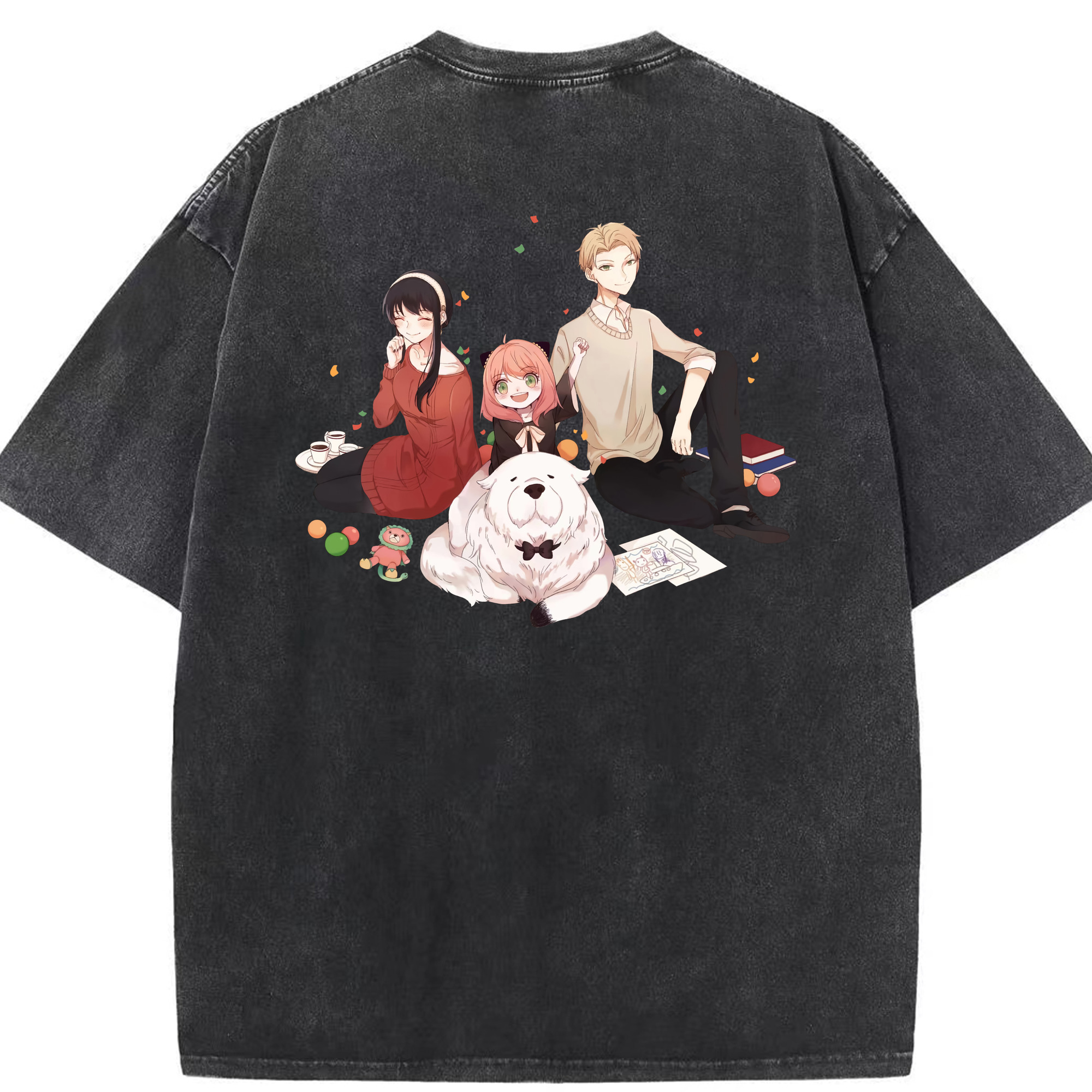 （画像用） SPY×FAMILY间谍家家酒 綿100% ヴィンテージ風 半袖Tシャツ（背面プリント）