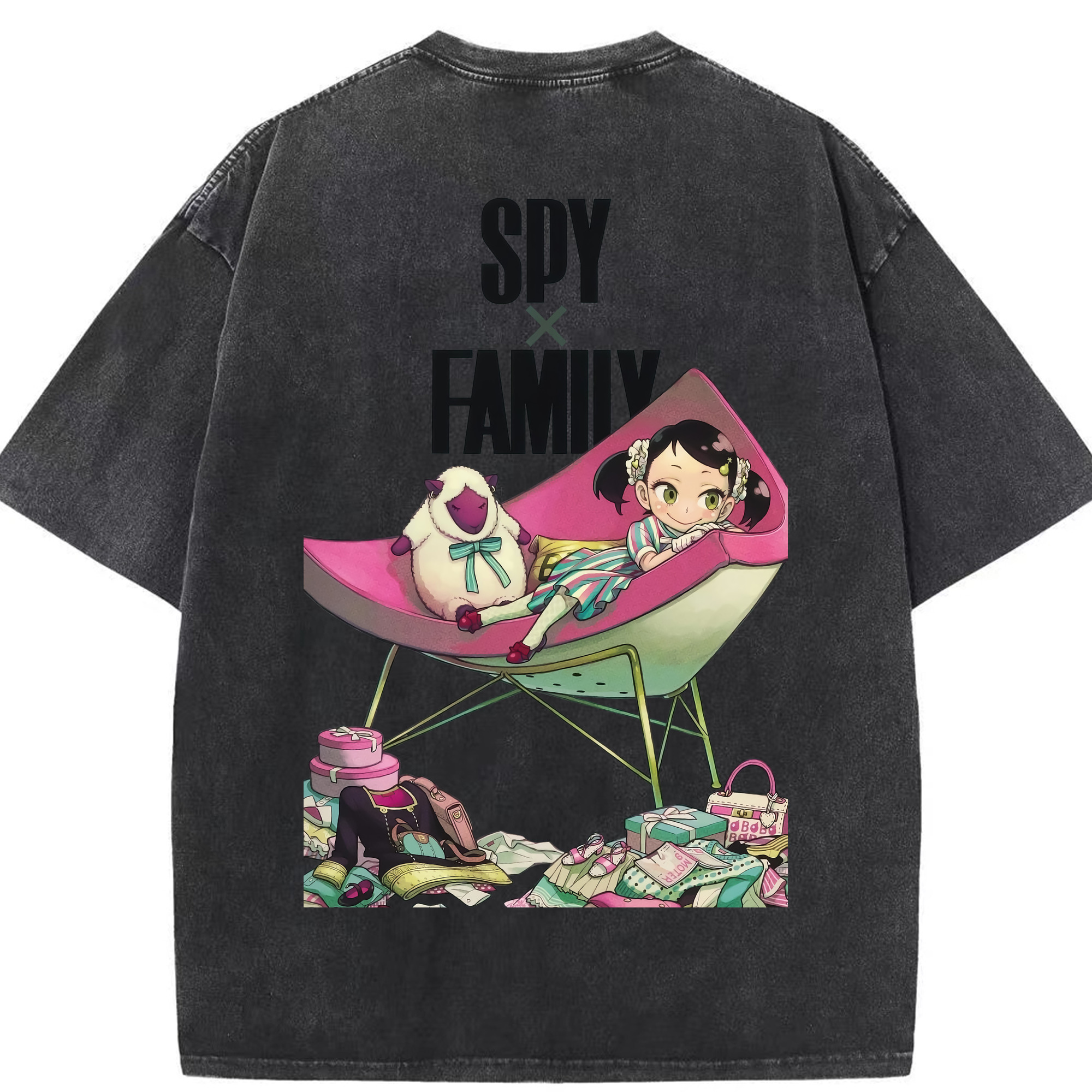 （画像用） SPY×FAMILY间谍家家酒 綿100% ヴィンテージ風 半袖Tシャツ（背面プリント）