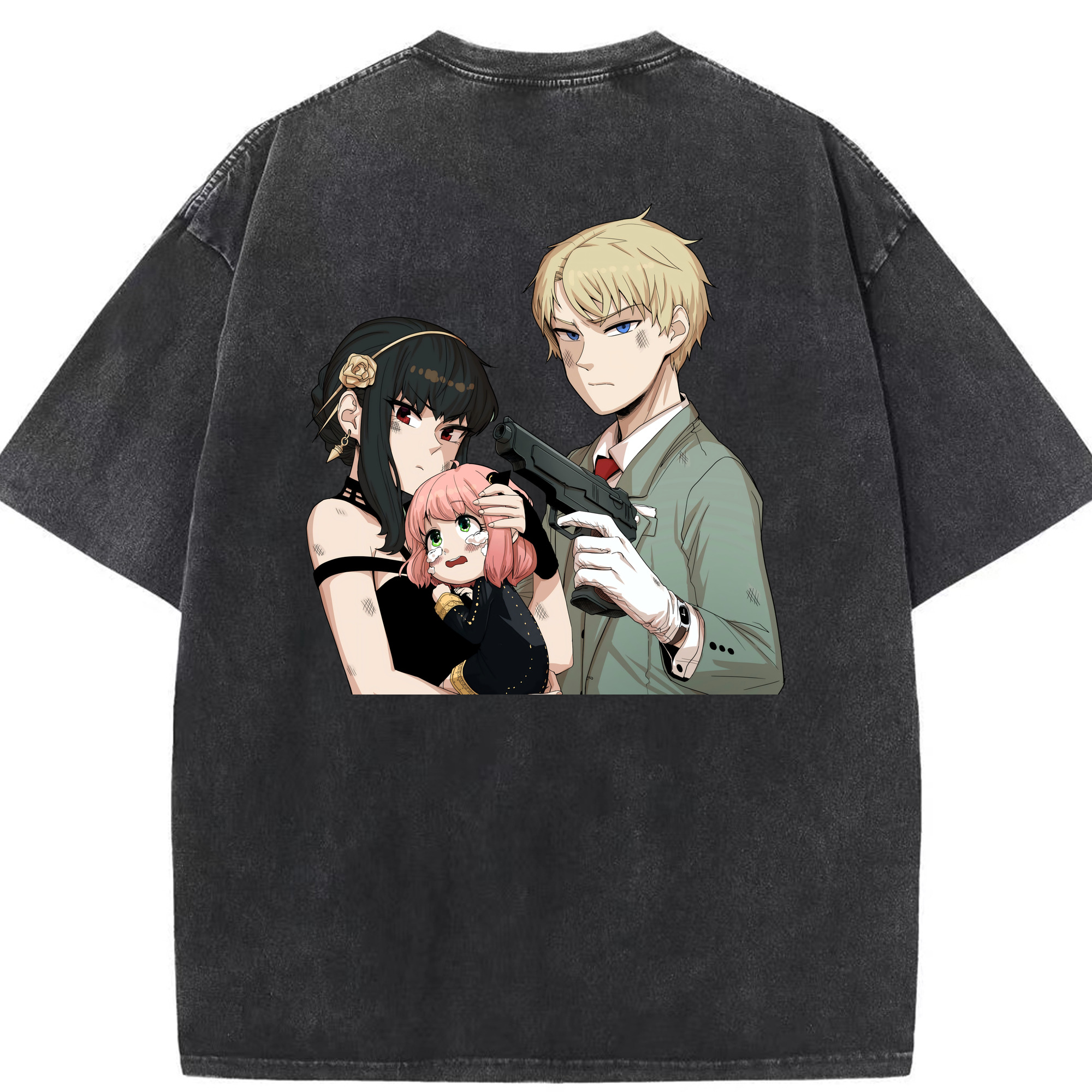 （画像用） SPY×FAMILY间谍家家酒 綿100% ヴィンテージ風 半袖Tシャツ（背面プリント）