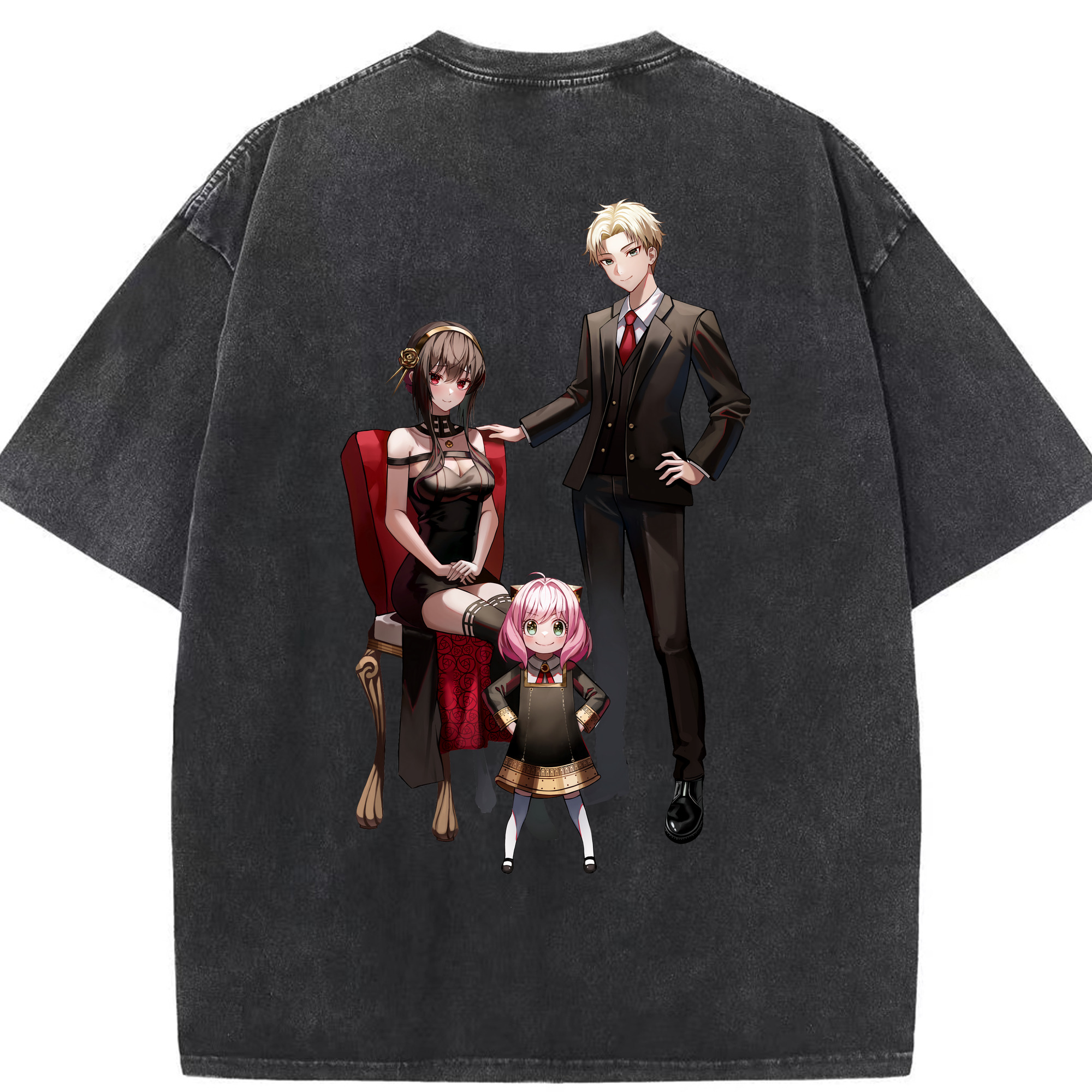（画像用） SPY×FAMILY间谍家家酒 綿100% ヴィンテージ風 半袖Tシャツ（背面プリント）