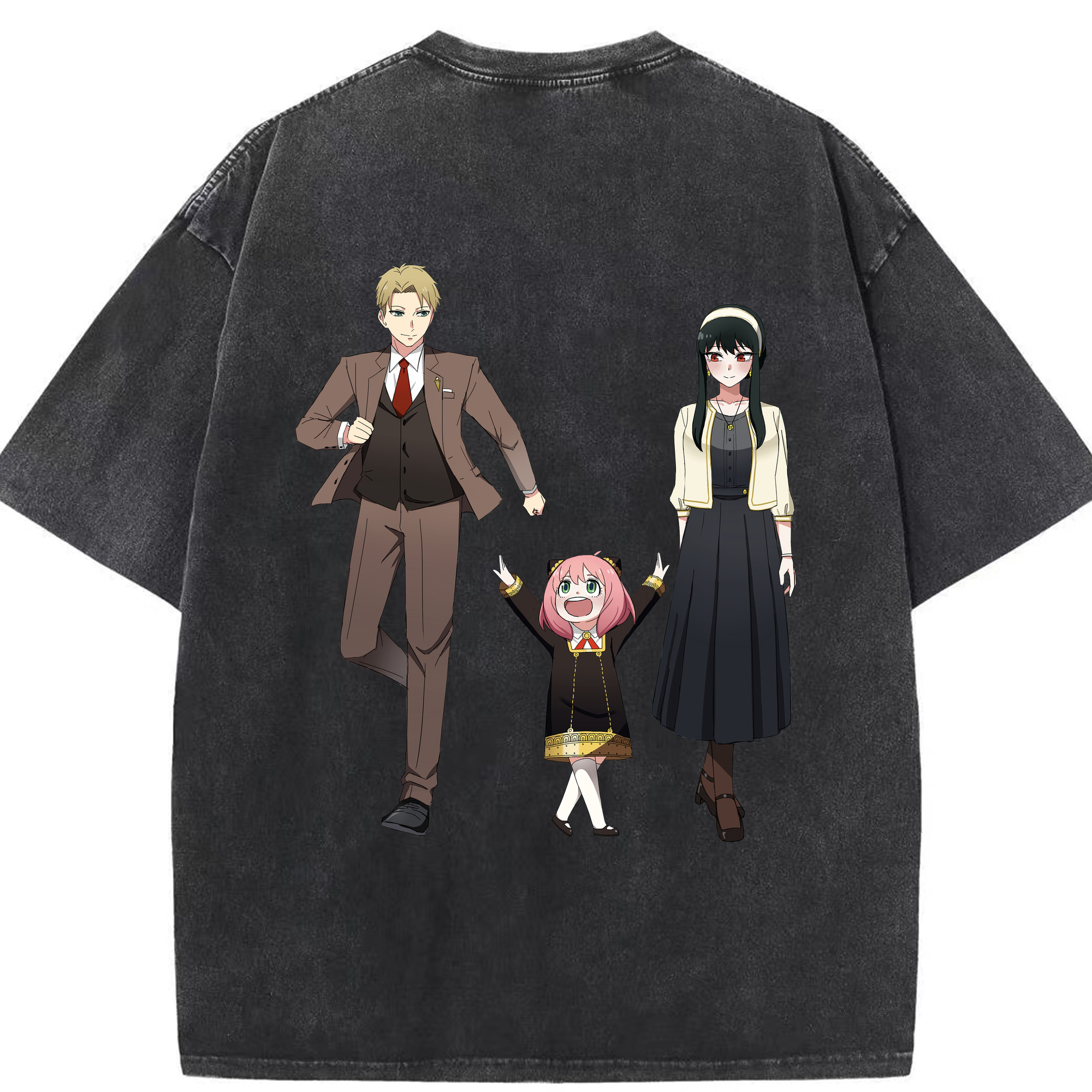 （画像用） SPY×FAMILY间谍家家酒 綿100% ヴィンテージ風 半袖Tシャツ（背面プリント）
