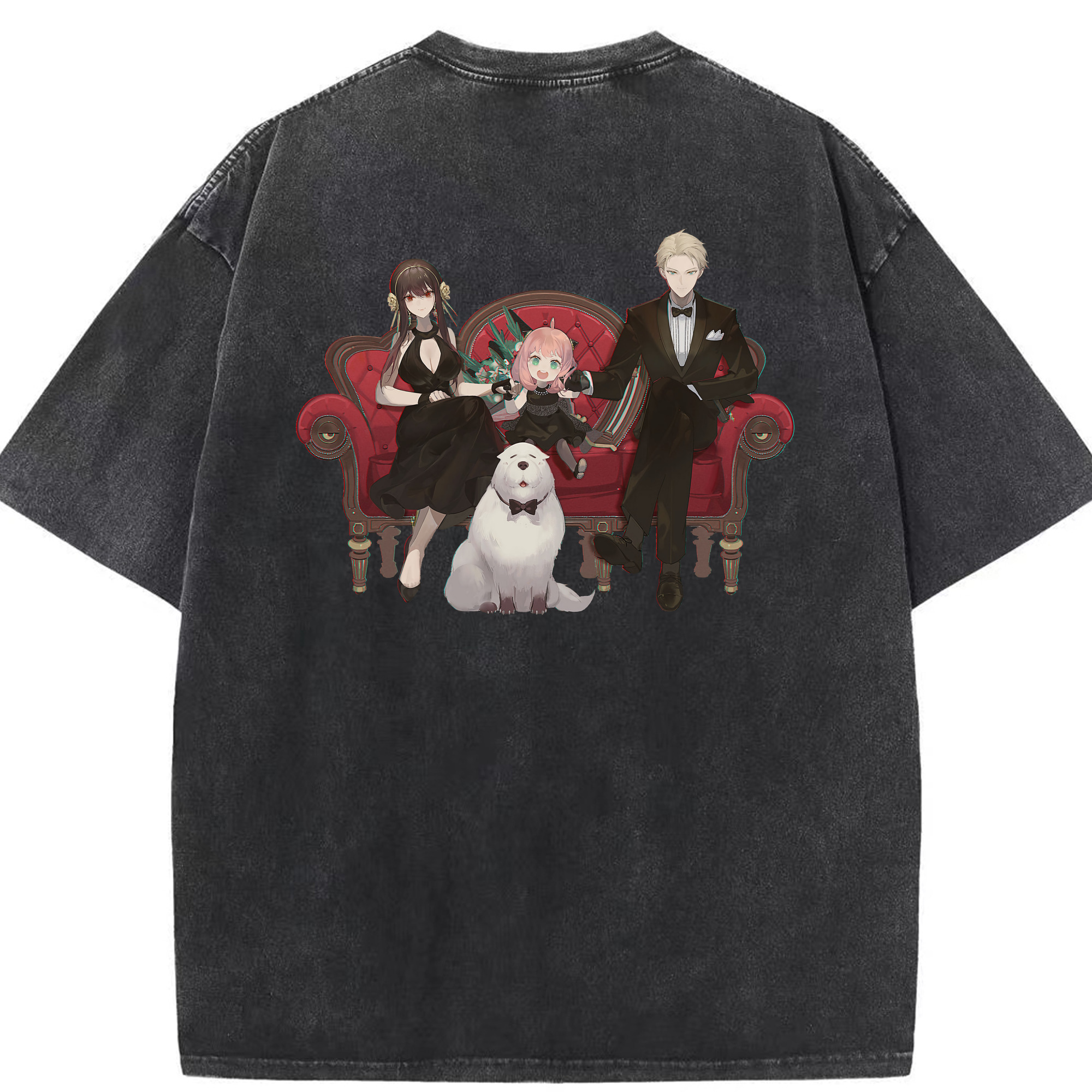 （画像用） SPY×FAMILY间谍家家酒 綿100% ヴィンテージ風 半袖Tシャツ（背面プリント）