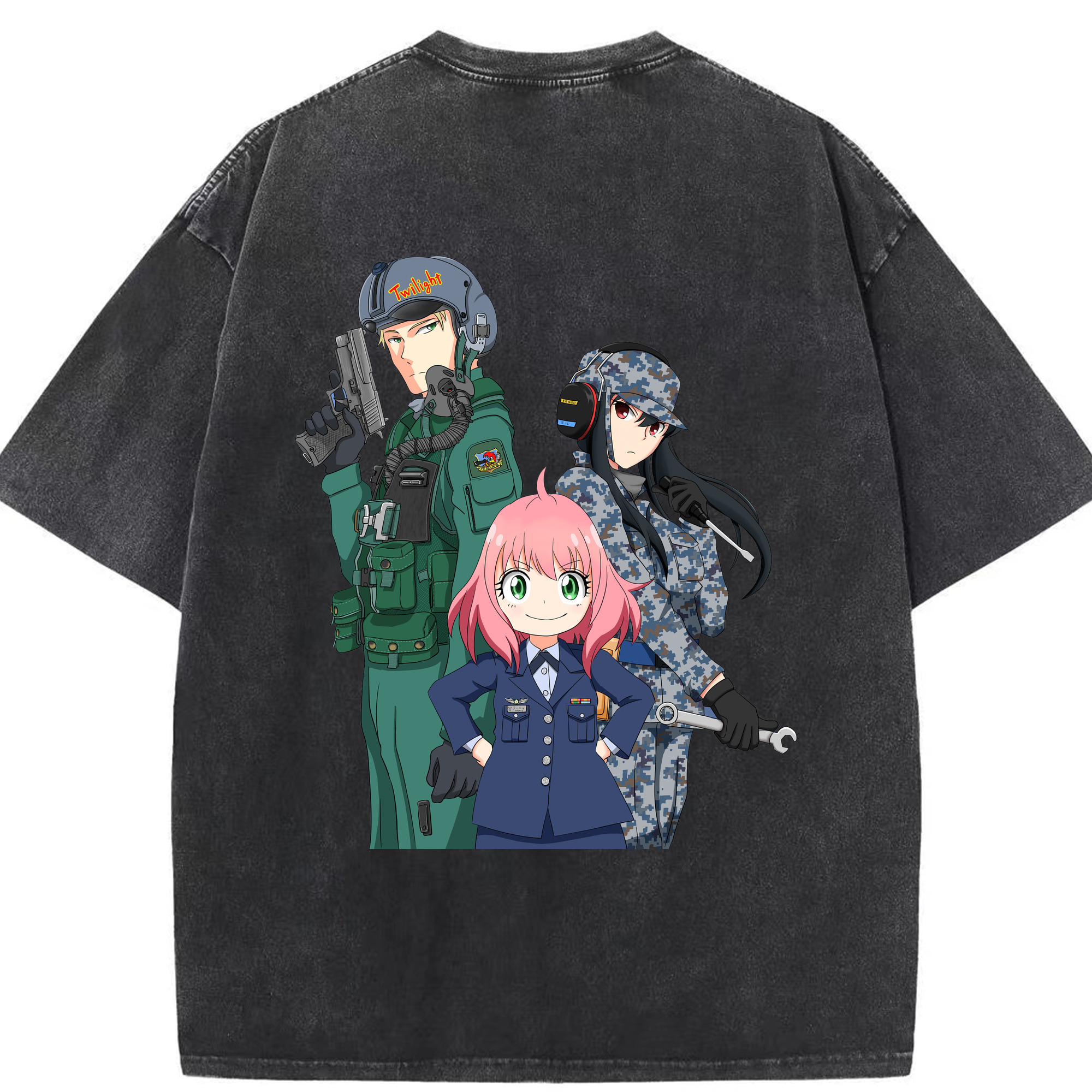 （画像用） SPY×FAMILY间谍家家酒 綿100% ヴィンテージ風 半袖Tシャツ（背面プリント）
